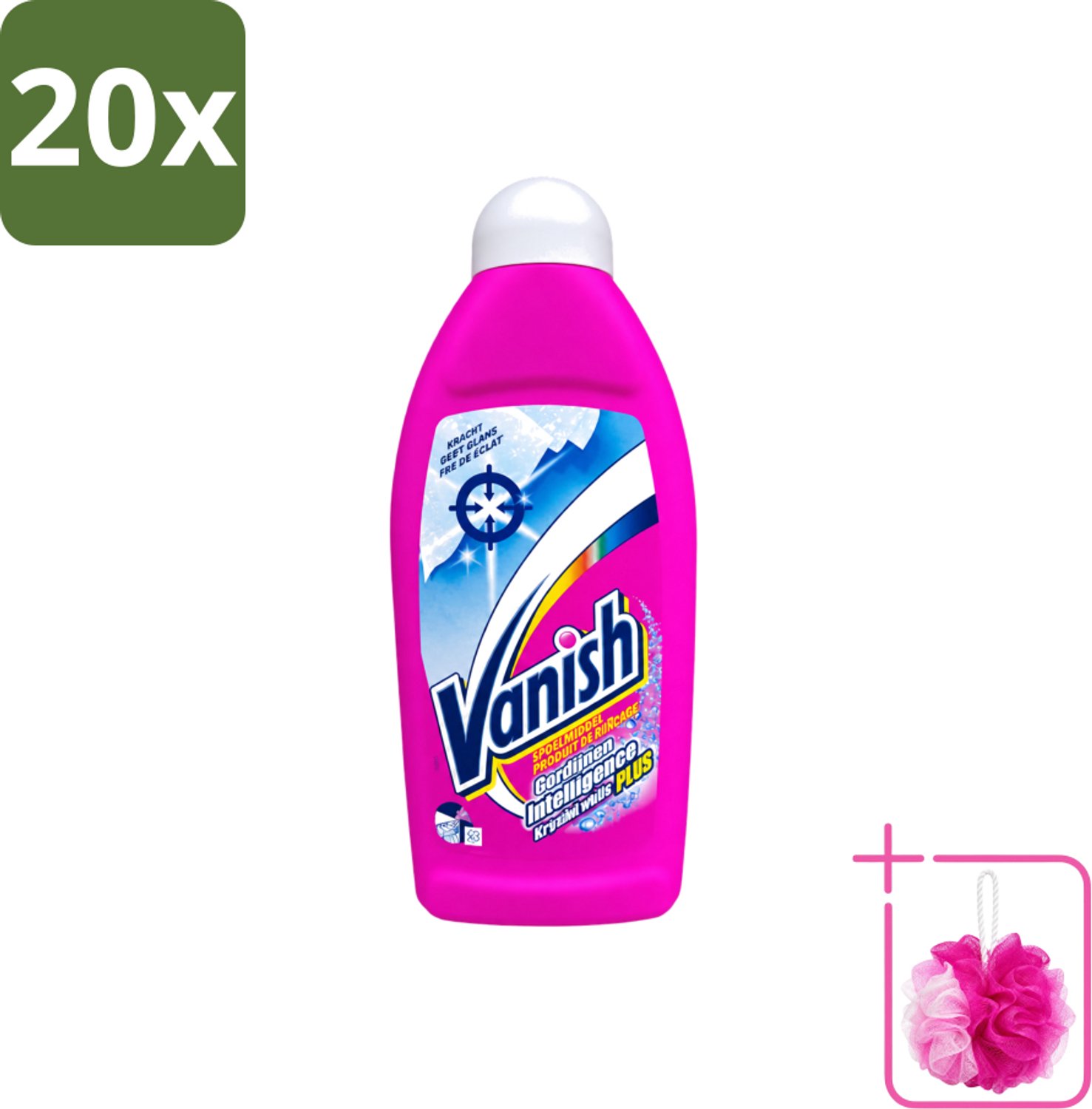 20 x Vanish Gordijnen - Kristalwit - Wasmiddel - Zonder Chloor - Witte Was - 500 ml - Bulkverpakking - Gordijnen reinigen - Douchemop - Witte gordijnen