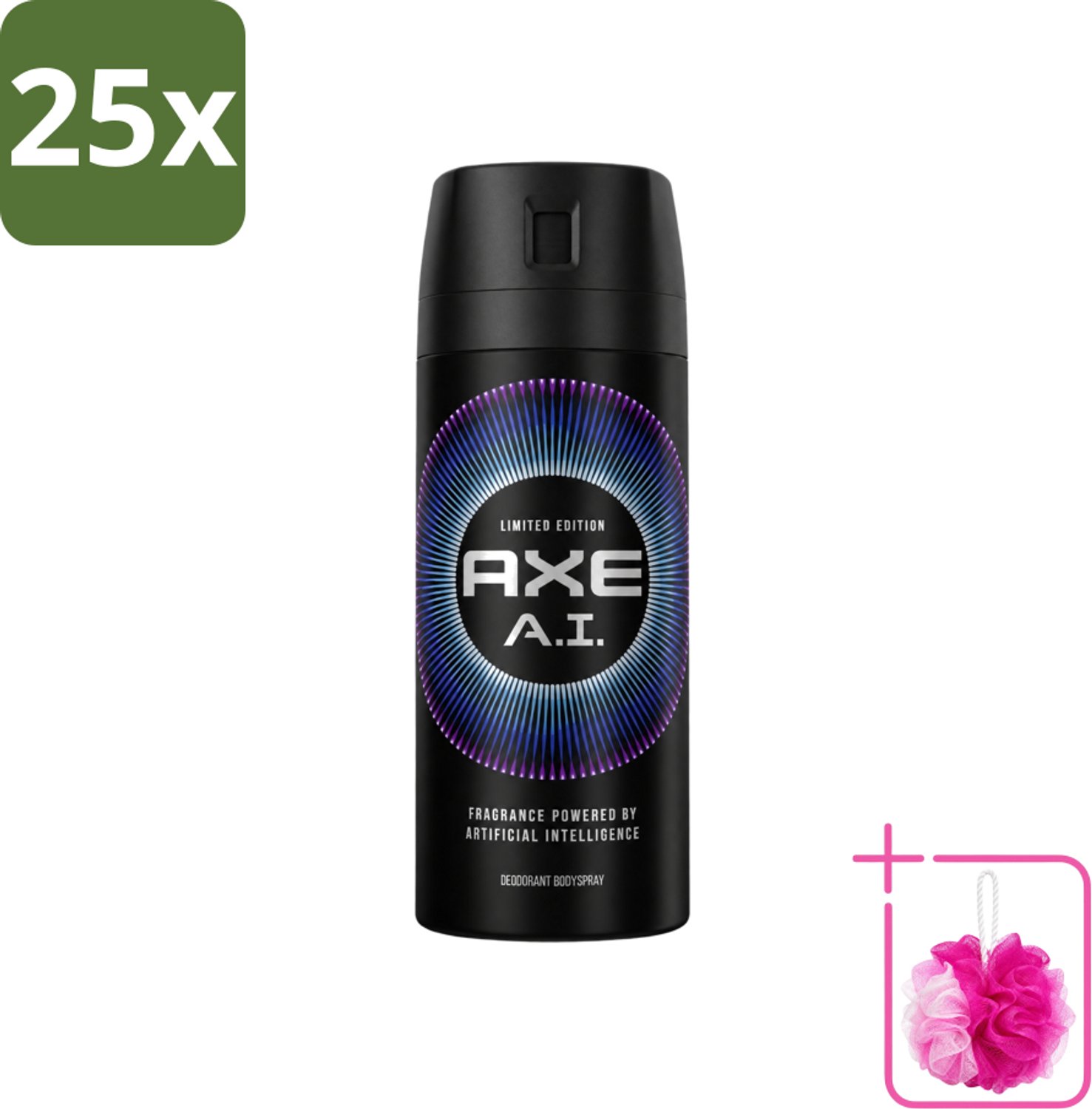 25 x Axe - Limited Edition - Deodorant Bodyspray - A.I. - 150 ml - Bulkverpakking - Axe A.I. Bodyspray - Douchemop - Deodorant Bodyspray