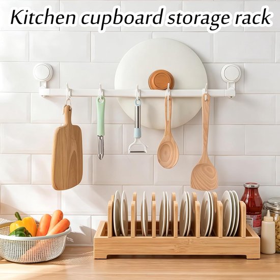 2 Stks Bamboe Pan Deksel Organizer Houder voor Keuken Kast — afbeelding 4
