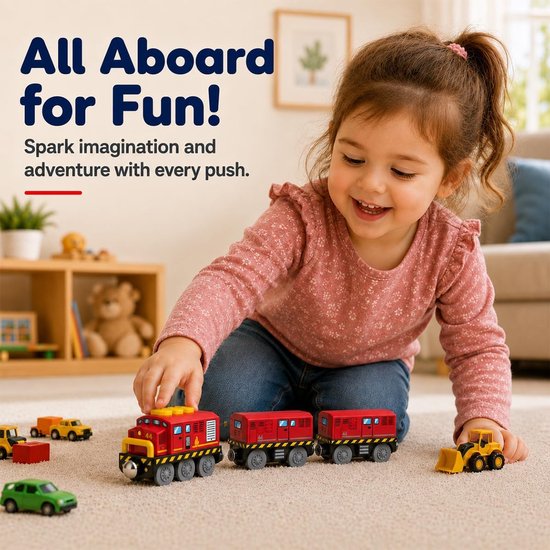 Trein, speelgoed voor kinderen, 3, 4, 5, 6 jaar, elektrische actietrain met batterijen, voertuigen met geluid en licht, spoorwegspeelgoed van hout, compatibel met Thomas Brio — afbeelding 3