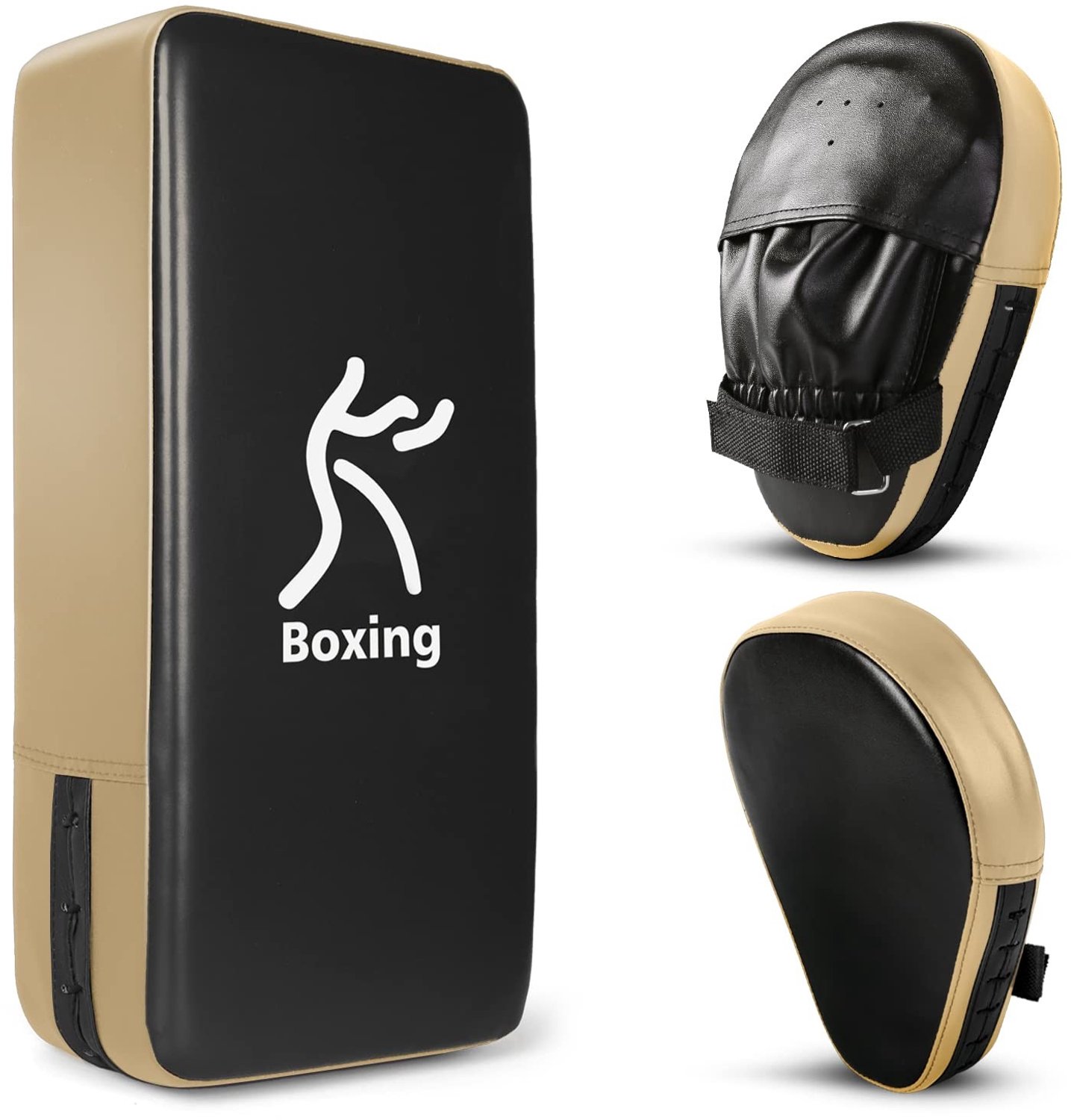 Bokshandschoenen en Trapkussen Set - Focus Pads Taekwondo Kick Pad - Rood Goud Blauw
