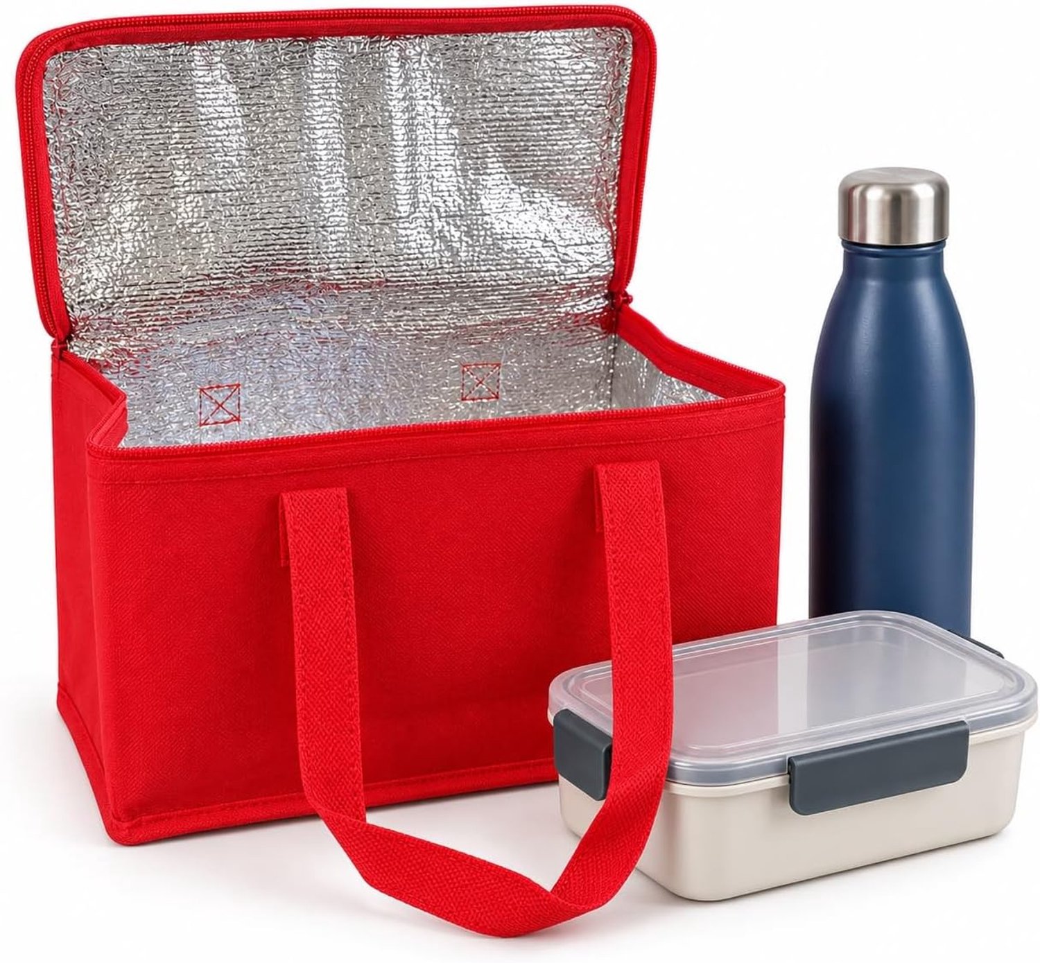 Koeltas - lunchbox 6 liter - 28 x 14 x 17 cm binnenkant van badstof en aluminium / Kado en koud