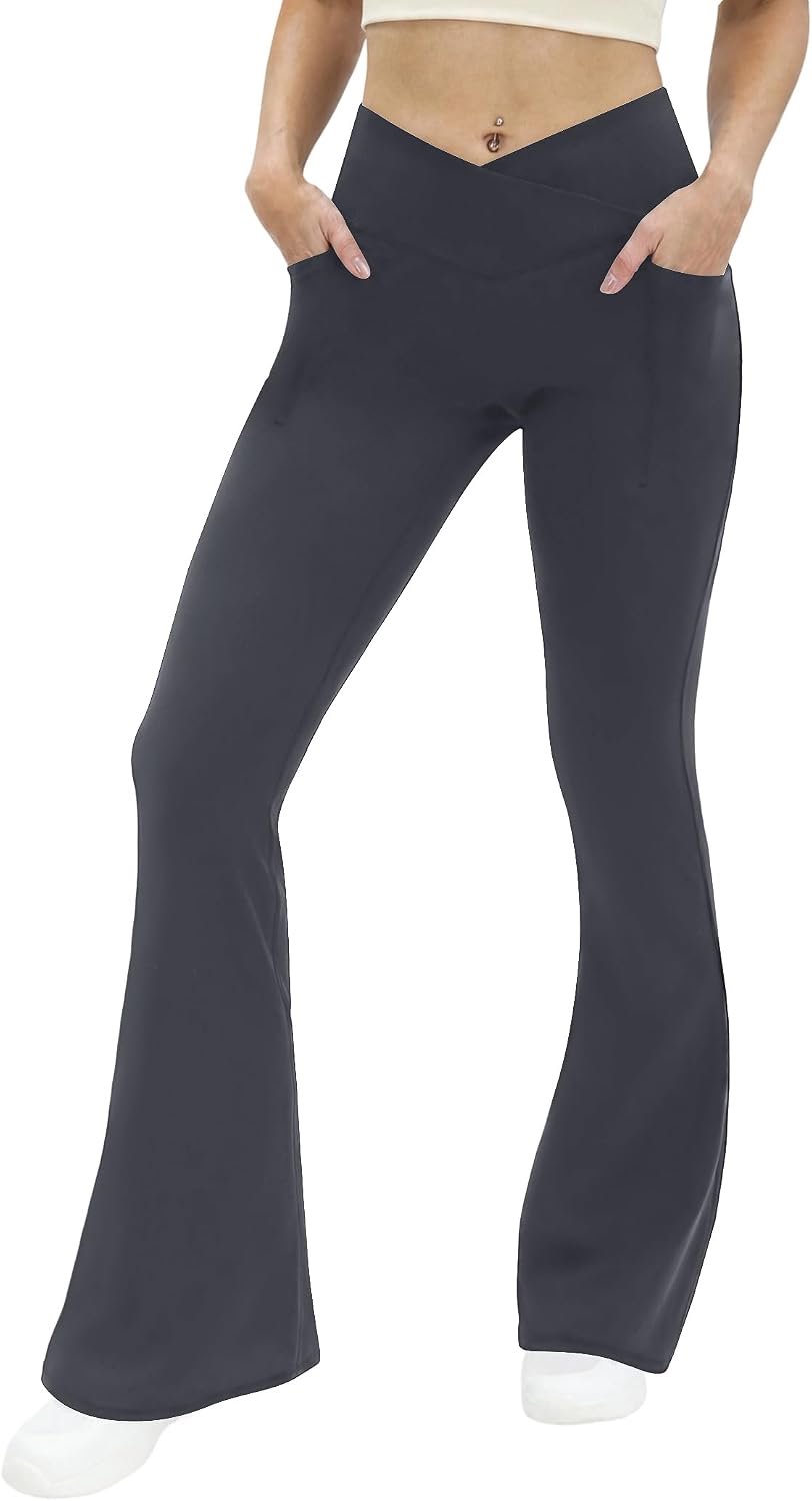 Yogabroek voor dames met zakken, sportbroek, V-hoge taille