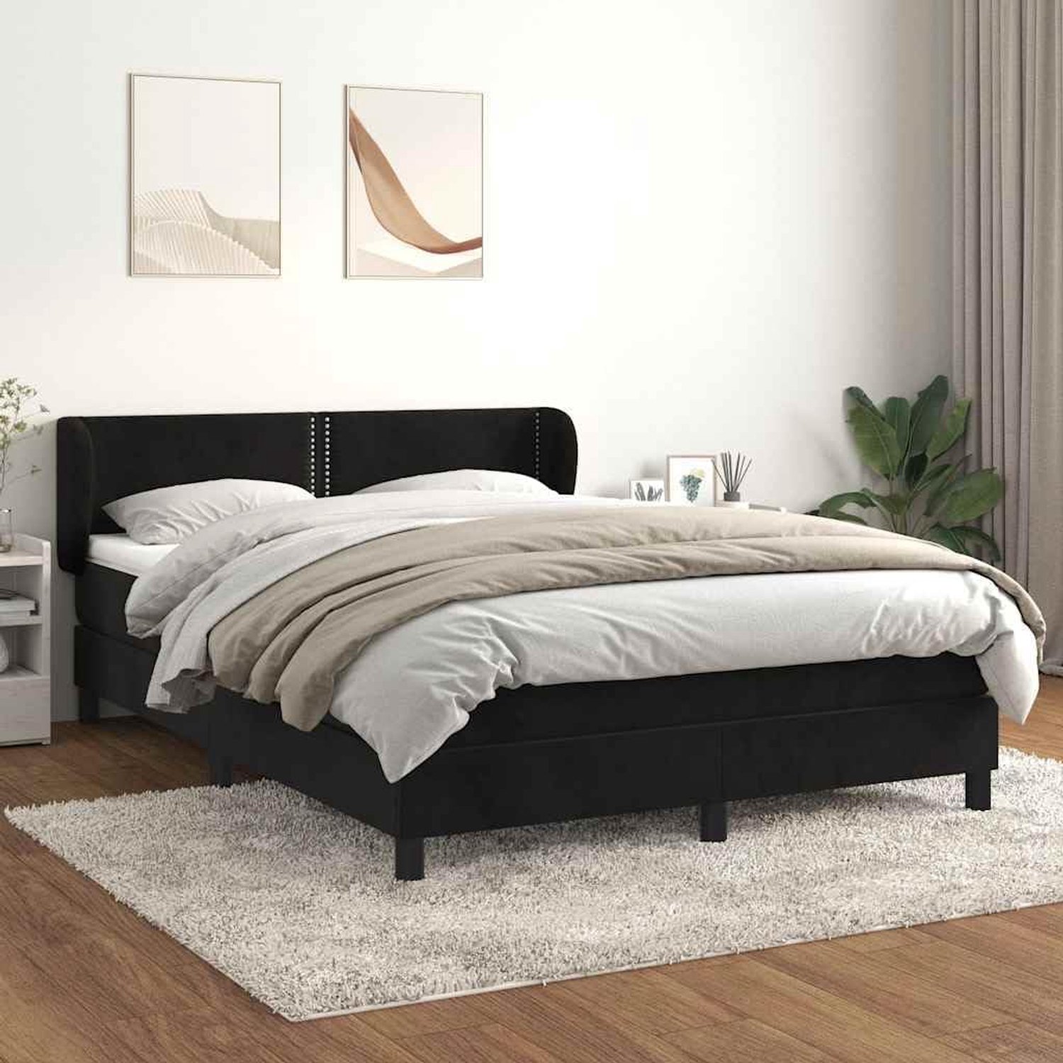 Boxspring verstelbaar hoofdbord pocketvering zwart 140x200 cm
