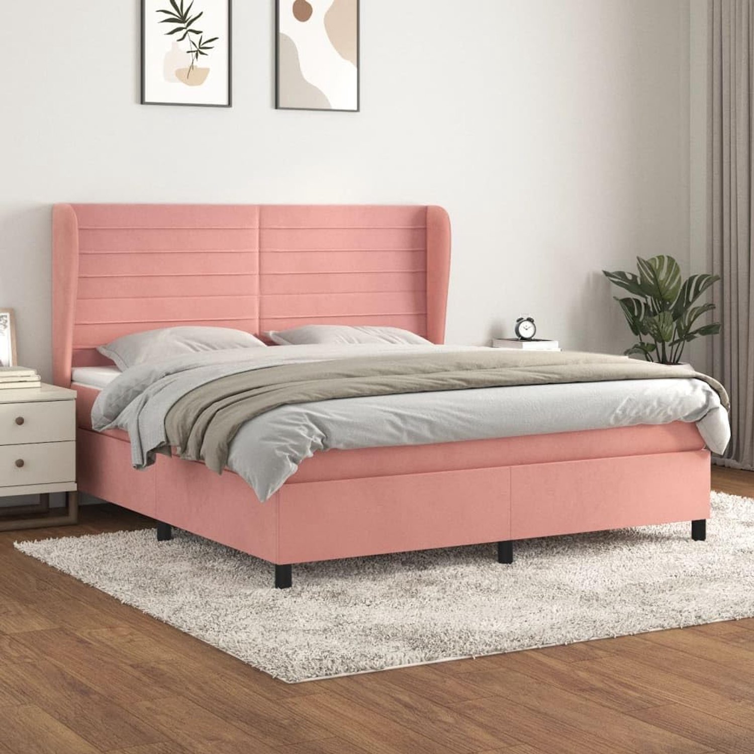 Boxspringbed Verstelbaar hoofdbord Pocketvering 160x200 Roze