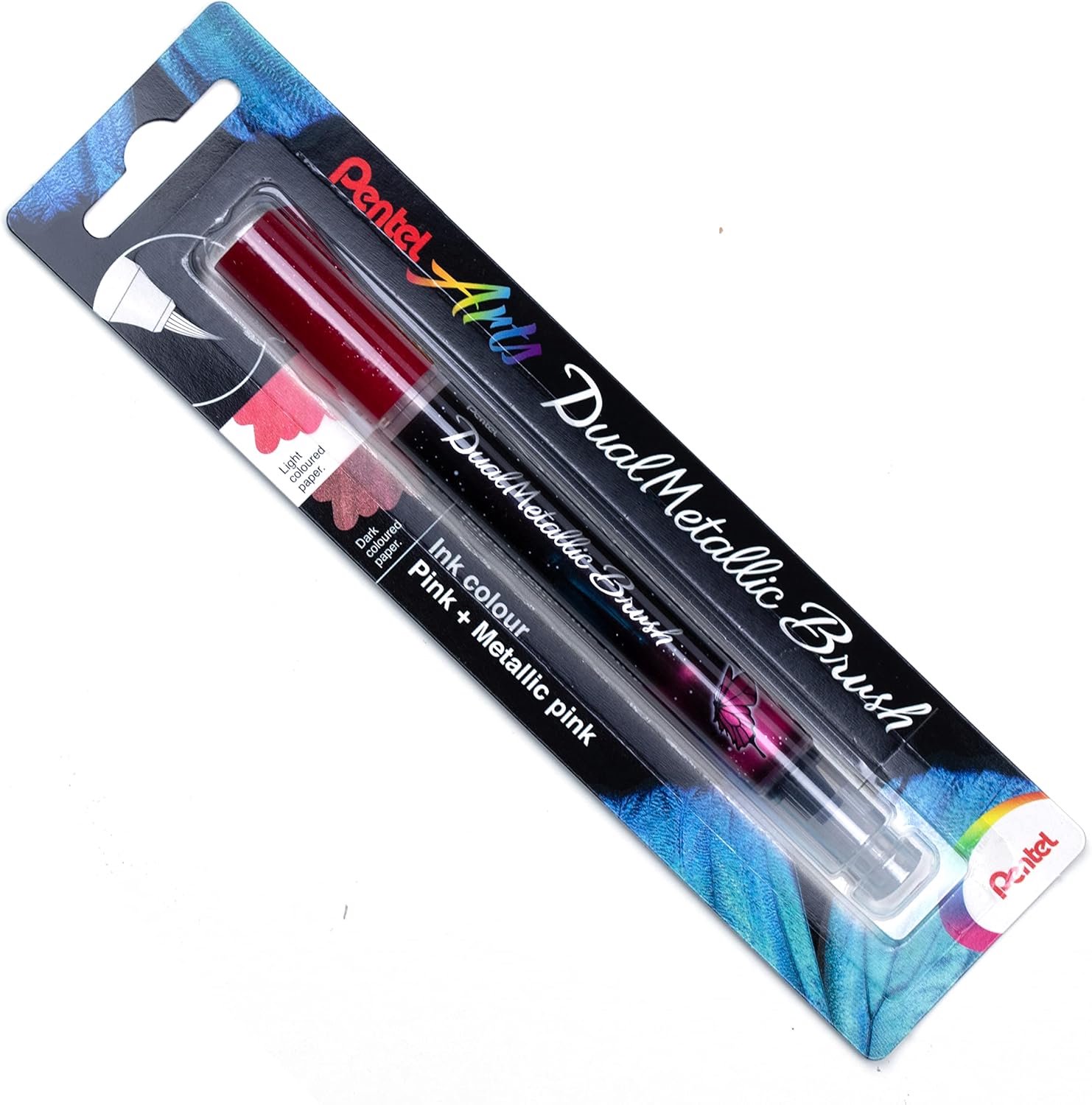 Pentel Dual Metallic Brush Pen - Iridescent Glitter Inkt, Roze