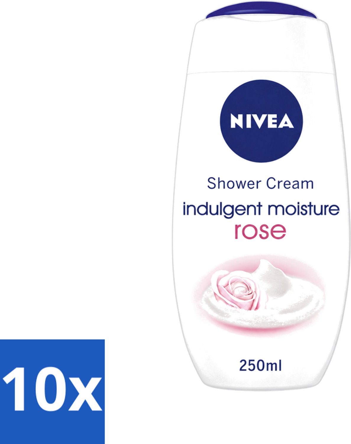 10 x Nivea - Shower Indulgent Moisture Rose Douchecrème - 250 ml - Voordeelverpakking - 10 stuks