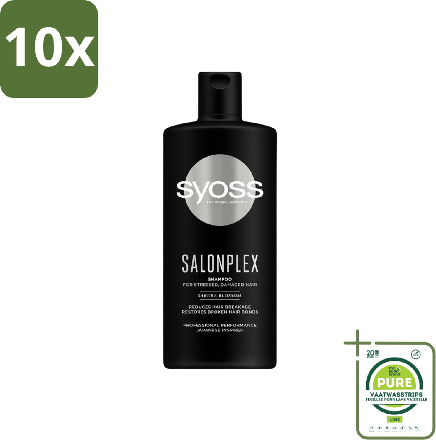 10 x Syoss Salonplex Shampoo - Shampoo - Bescherming - 440 ml - Grootverpakking - Vaatwasstrips - Shampoo Haar Bescherming - Salonplex Shampoo - Haar Herstel - Gekleurd Haar Bescherming - Haarkleur Behoud