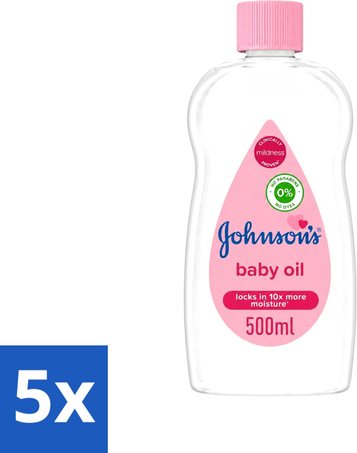 5 x Johnson's - Baby Olie - Verzachtend - Hydraterend - 500 ml - Voordeelverpakking - 5 stuks
