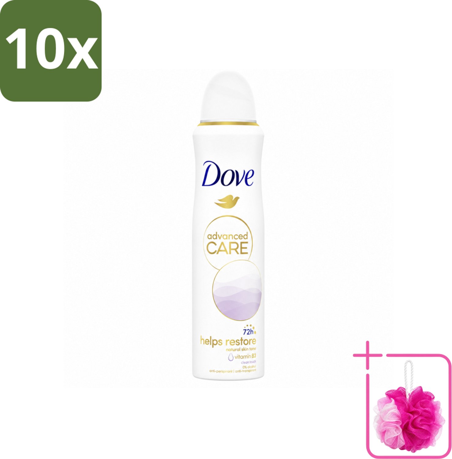 10 x Dove – Deodorant Spray – Clean Touch – 150 ml - Bulkverpakking - Anti-transpirant - Douchemop - Deodorant spray