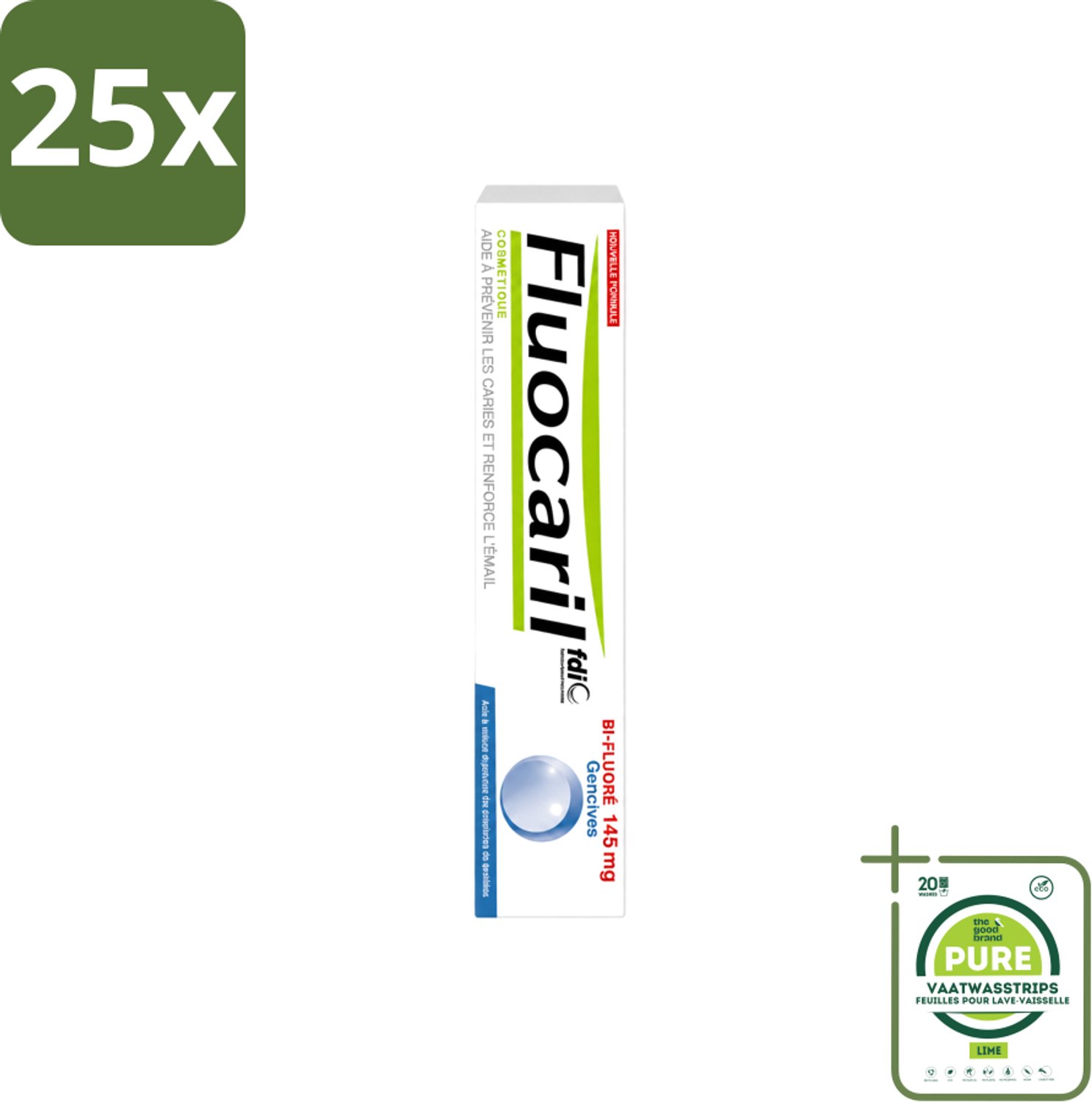 25 x Fluocaril - Tandpasta - Met Fluoride - 75 ml - Grootverpakking - Vaatwasstrips - Fluoride Tandpasta - Tanden Beschermen - Gaatjes Voorkomen - Tanden Versterken - Bi-fluoride Tandpasta