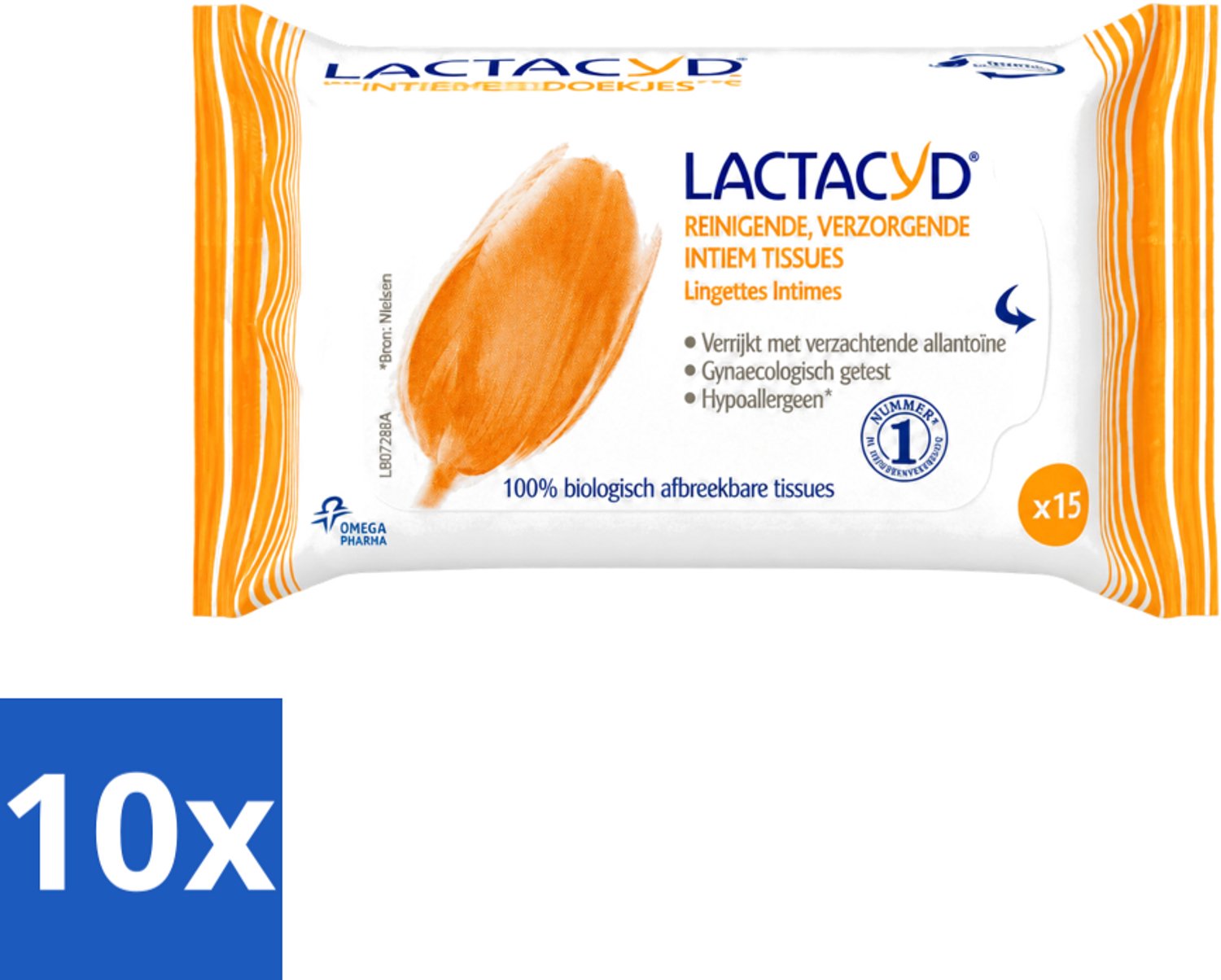 10 x Lactacyd Classic - Intieme Doekjes - Reinigend - Biologisch Afbreekbaar - 15 Doekjes - Voordeelverpakking - 10 stuks