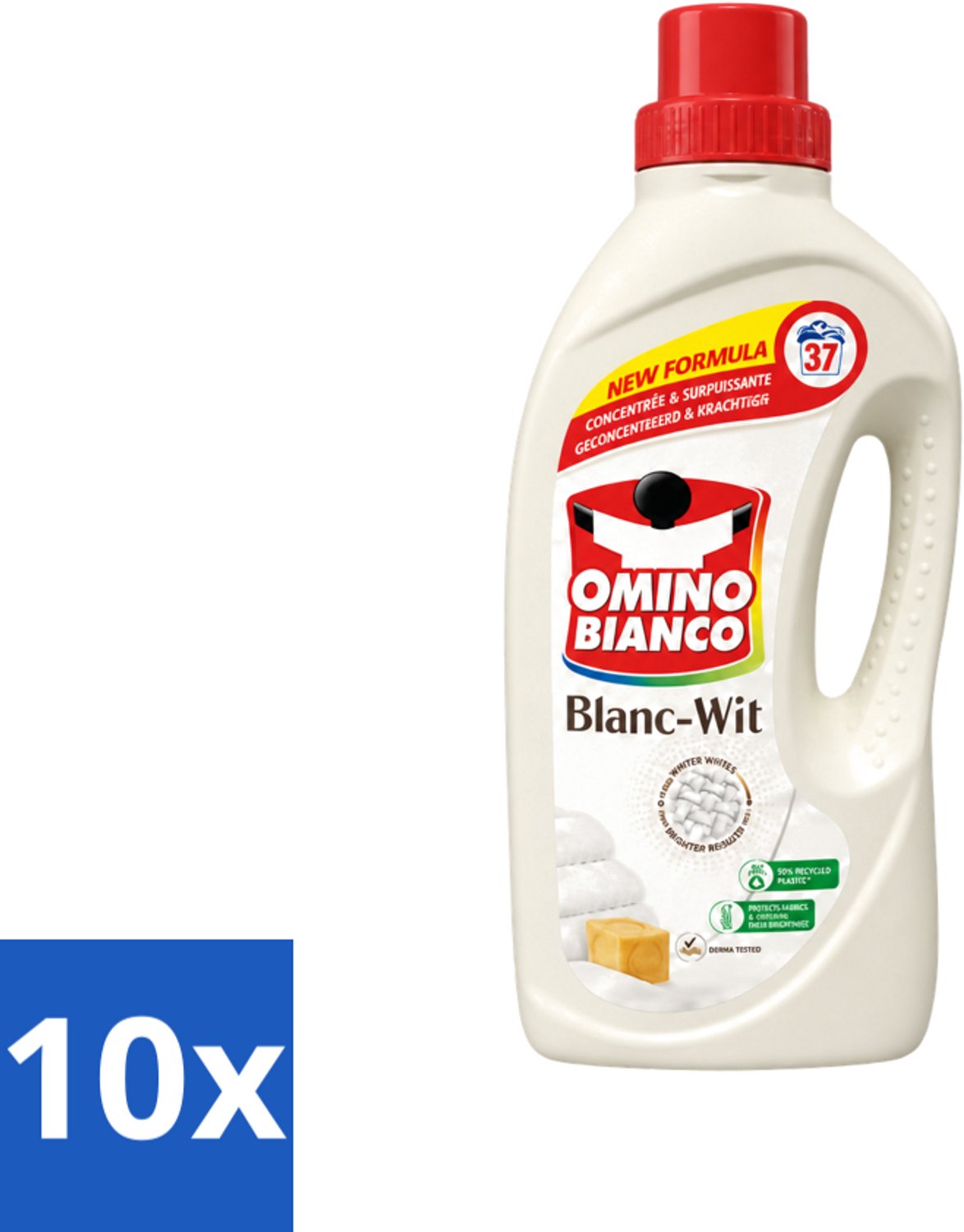 10 x Omino Bianco - Wasmiddel - Geconcentreerd & Krachtig - Witte Was - 37 Wasbeurten - Voordeelverpakking - 10 stuks