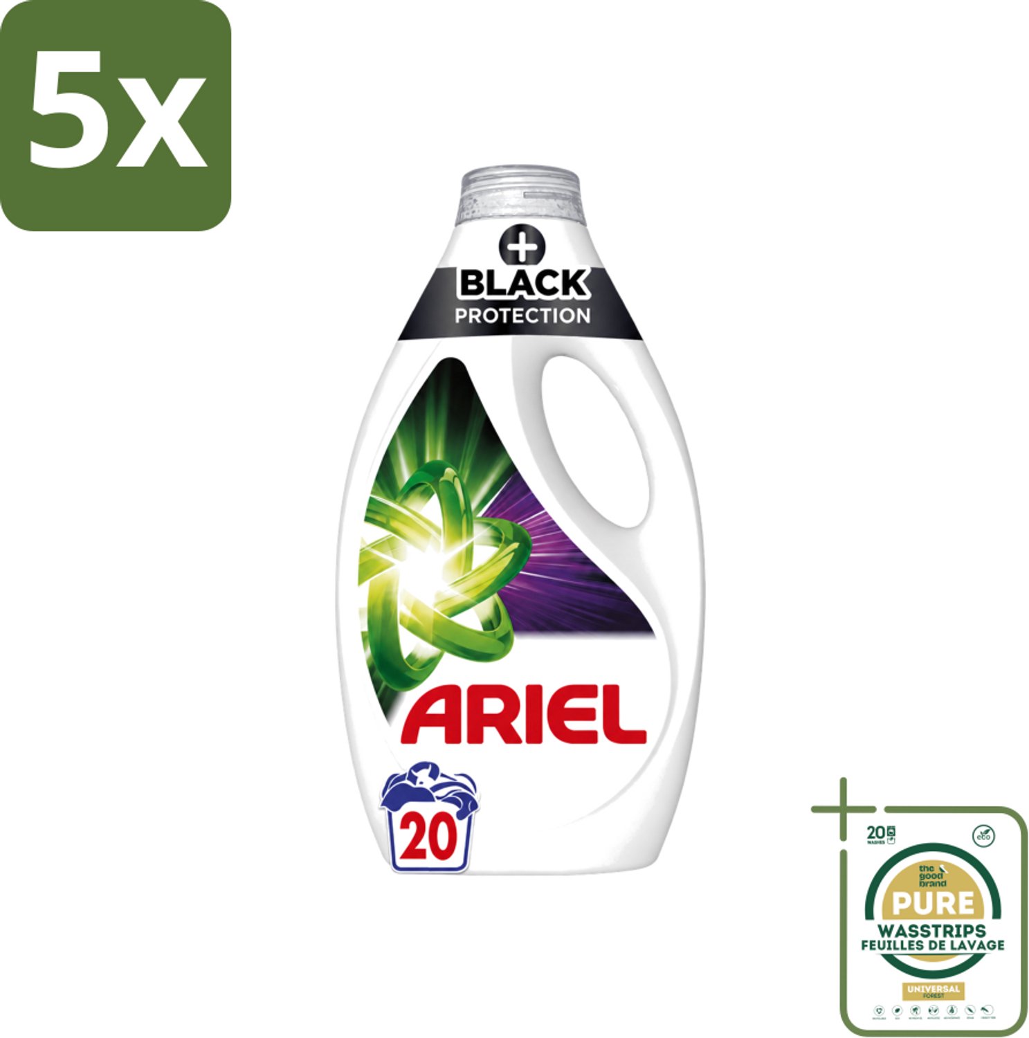 5 x Ariel – +Revita Black – Vloeibaar Wasmiddel – 900 ml - Wasstrips - Donkere Was - Kleurbescherming - Vlekverwijdering - Cools Wasmiddel - Zwarte Kleding Beschermen