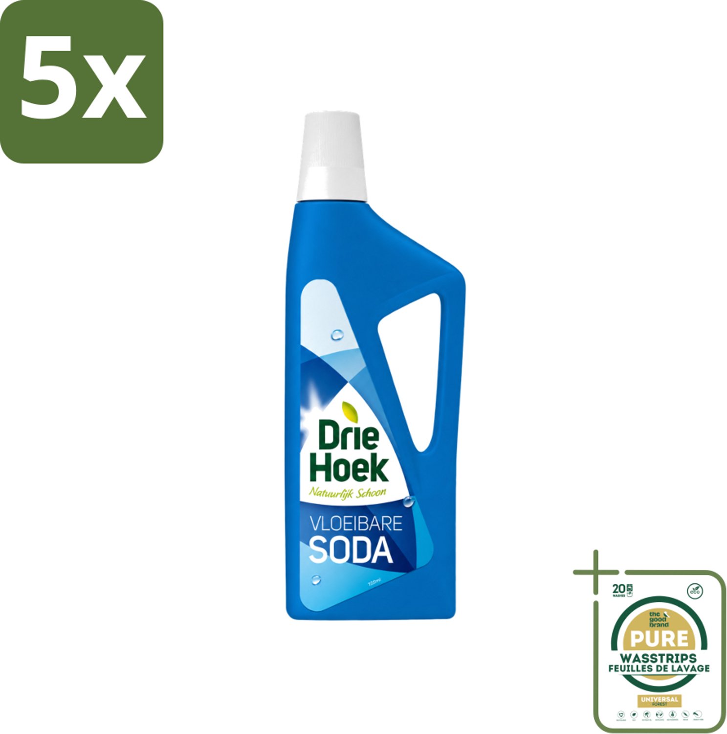 5 x Driehoek – Vloeibare Soda – 725 ml - Wasstrips - Vloeibare Soda - Schoonmaakmiddel - Textiel Reinigen - Vloer Reinigen - Steen Reinigen