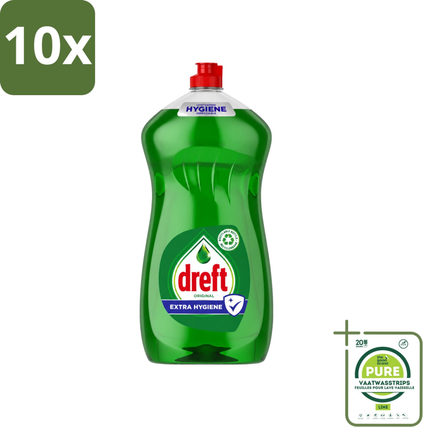 10 x Dreft Original - Vloeibaar Afwasmiddel - Extra Hygiëne - 1.2 L - Grootverpakking - Vaatwasstrips - Afwasmiddel Vaat - Hygiëne Vaat - Vetvrij Vaat - Vaat Reinigen - Vaat Reinigingsmiddel