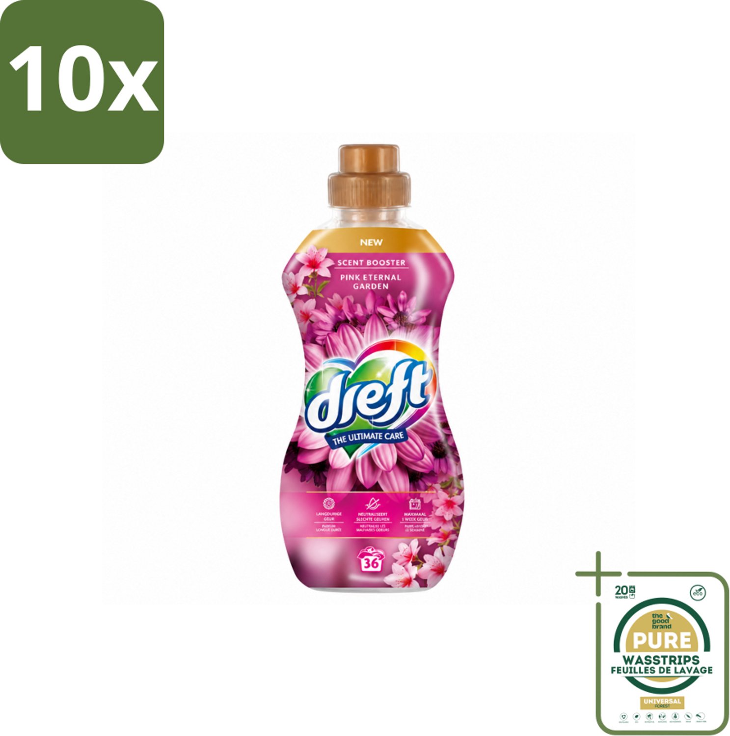 10 x Dreft – Pink Eternal Garden – Vloeibare Geurbooster – 720 ml – 36 wasbeurten - Wasstrips - Wasmiddel Poeder - Frisheid Was - Kleurbescherming - Vezelbescherming - Anti-kreukwerking