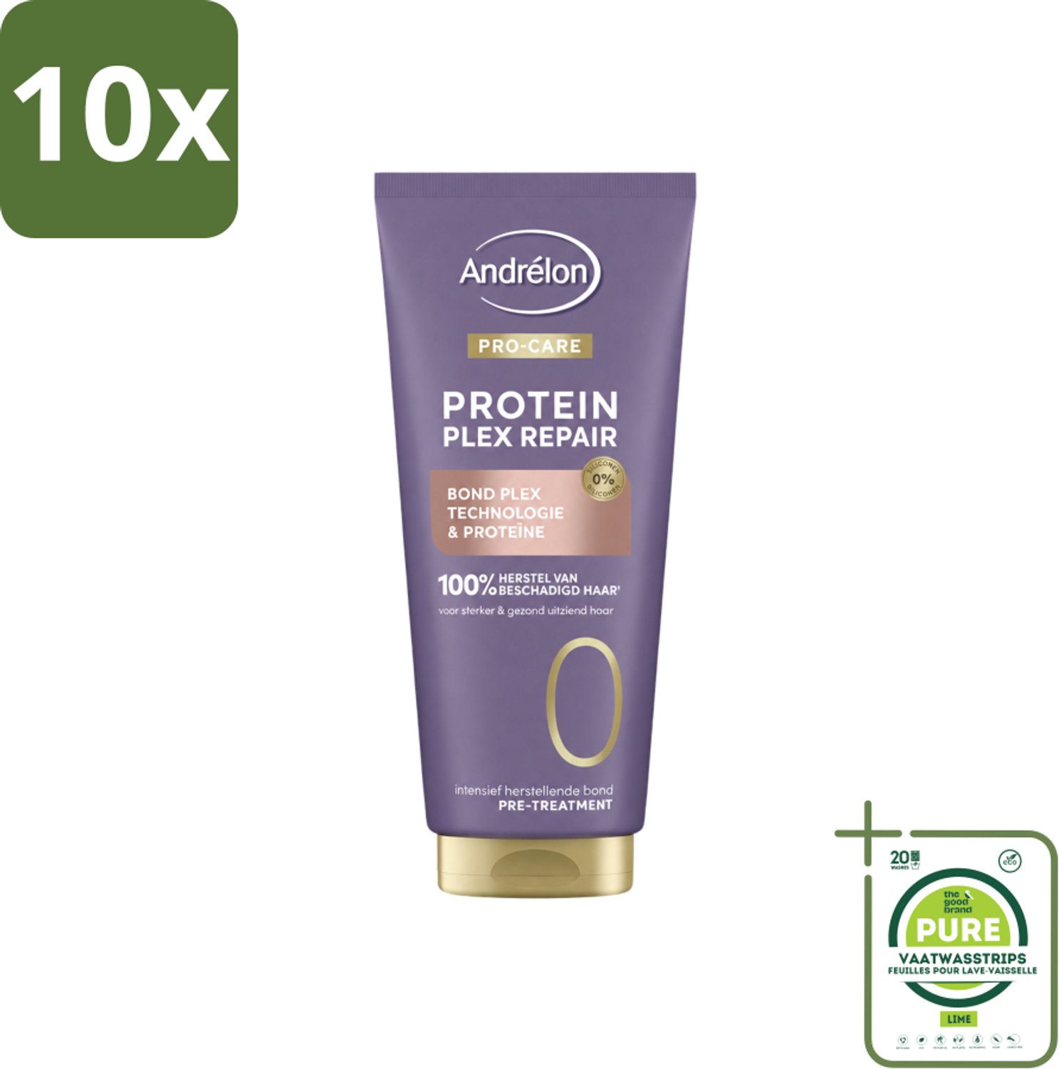 10 x Andrélon – Pre-Treatment – Pro Care Protein Plex Repair – 170 ml - Grootverpakking - Vaatwasstrips - Haarbescherming - Haarherstel - Pre-shampoo Behandeling - Proteïne - Bond Plex Technologie