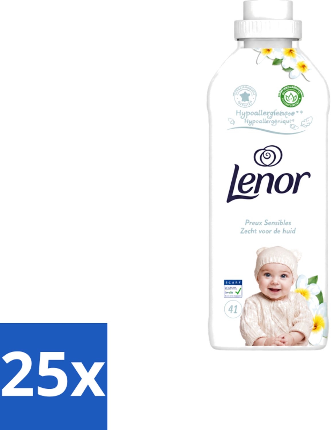 25 x Lenor - Wasverzachter - Gevoelig - Milde Geur - 41 Wasbeurten - Voordeelverpakking - 25 stuks
