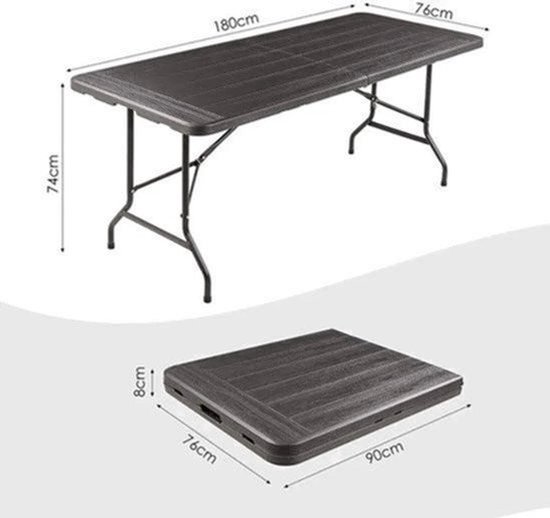 Campingtafel - Vouwtafel - Picknicktafel - Speltafel - Serveertafel - Inklaptafel - Draagbare - Inklapbaar - voor Buiten - Binnen - Achtertuin - Tuin - Barbecue - 180 x 76 x 74 cm - Grijs — afbeelding 3