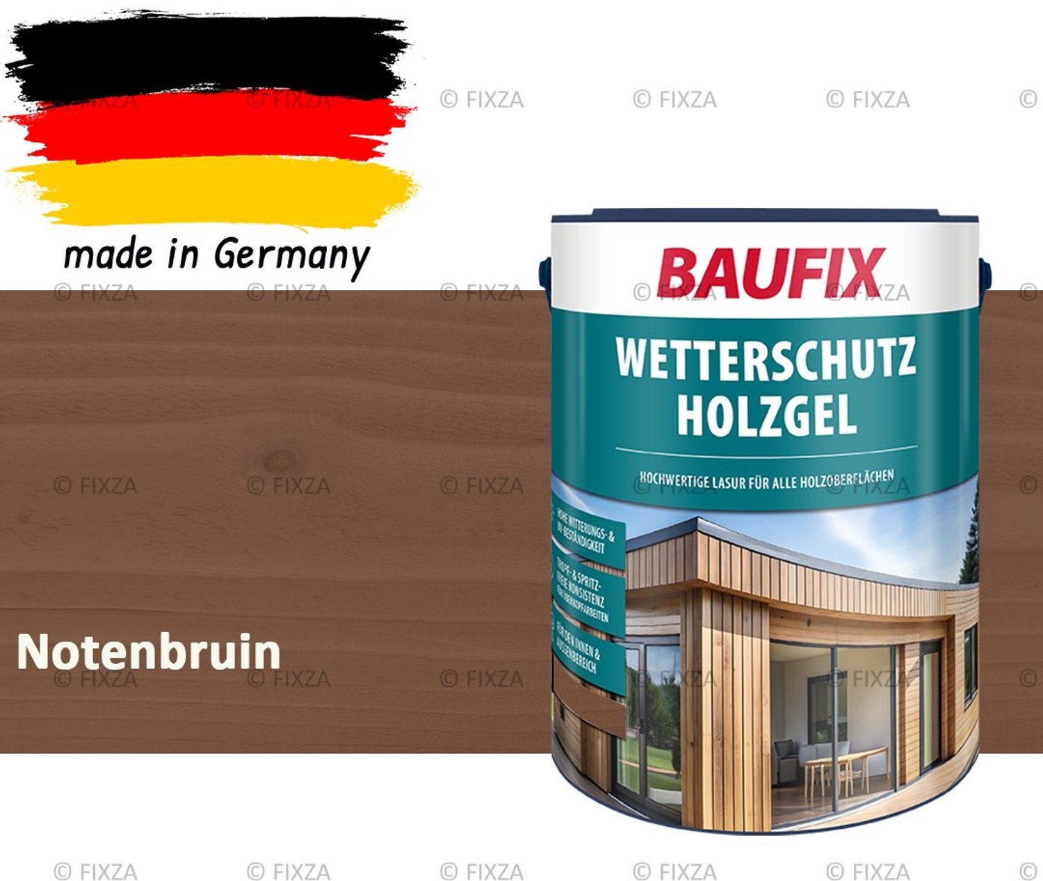 BAUFIX Buitenbeits – Noten bruin – Zijdeglans – 5 Liter – Voor Schutting, Tuinhuis & Blokhut – UV- & Weerbestendig