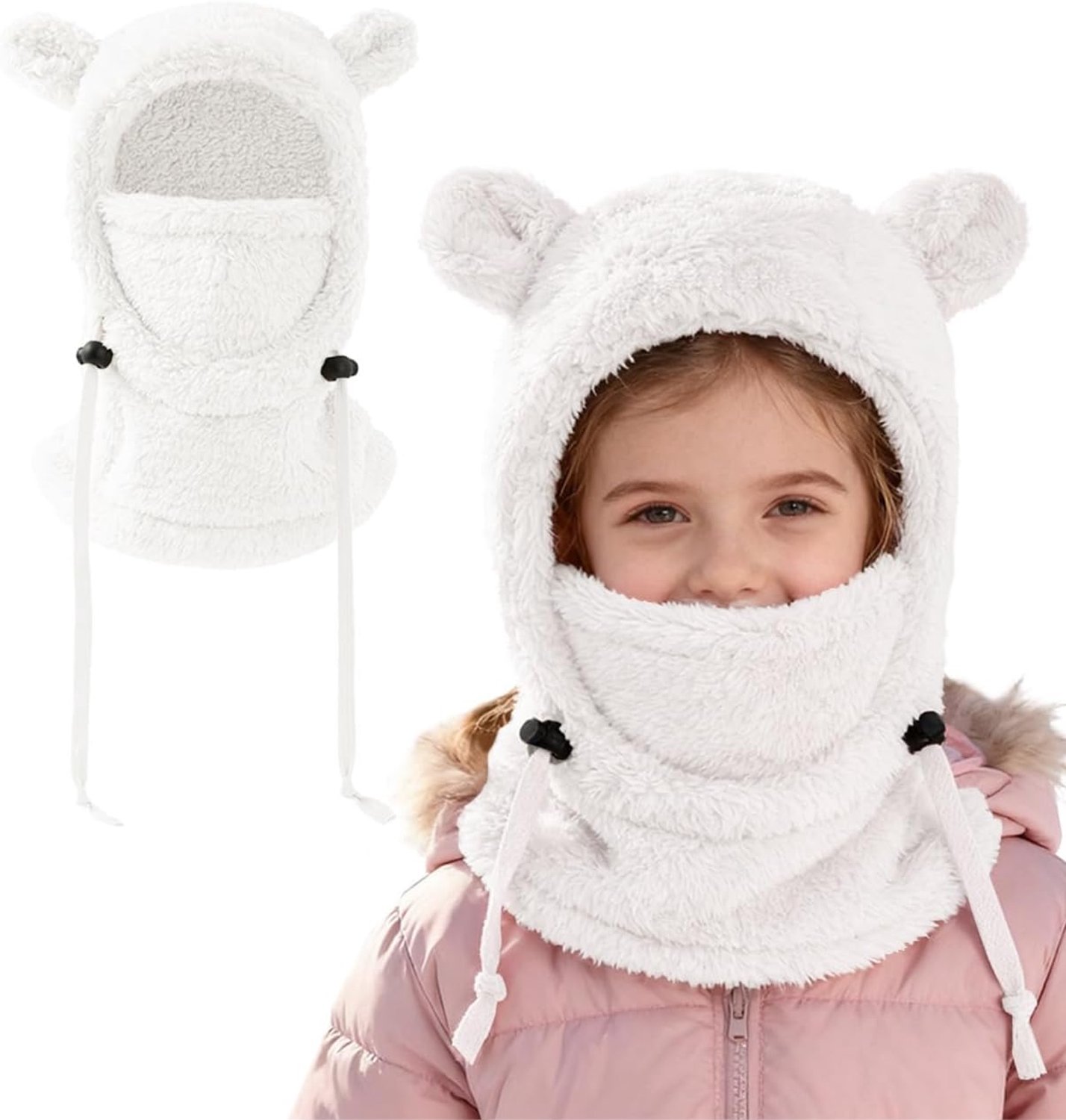 Instapmuts voor kinderen, wintermuts met sjaal, wintermuts