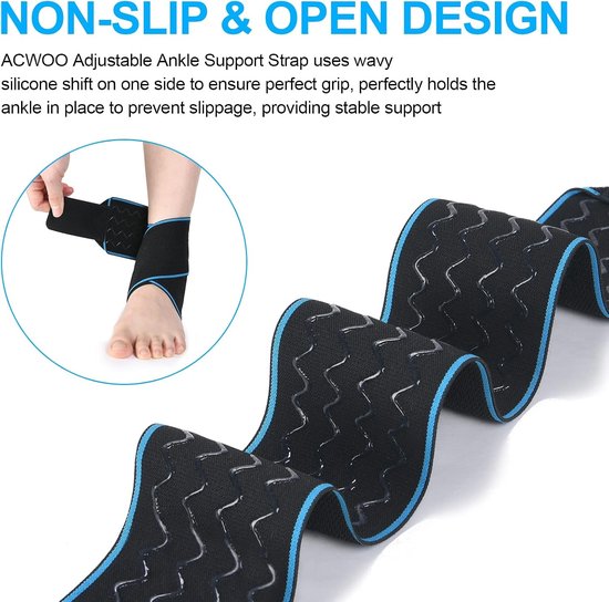 Verstelbare Compressie Enkelbandage, Elastische Ondersteuning voor Sport, Antislip Enkelsteun voor Blessurepreventie (2-pack) — afbeelding 2