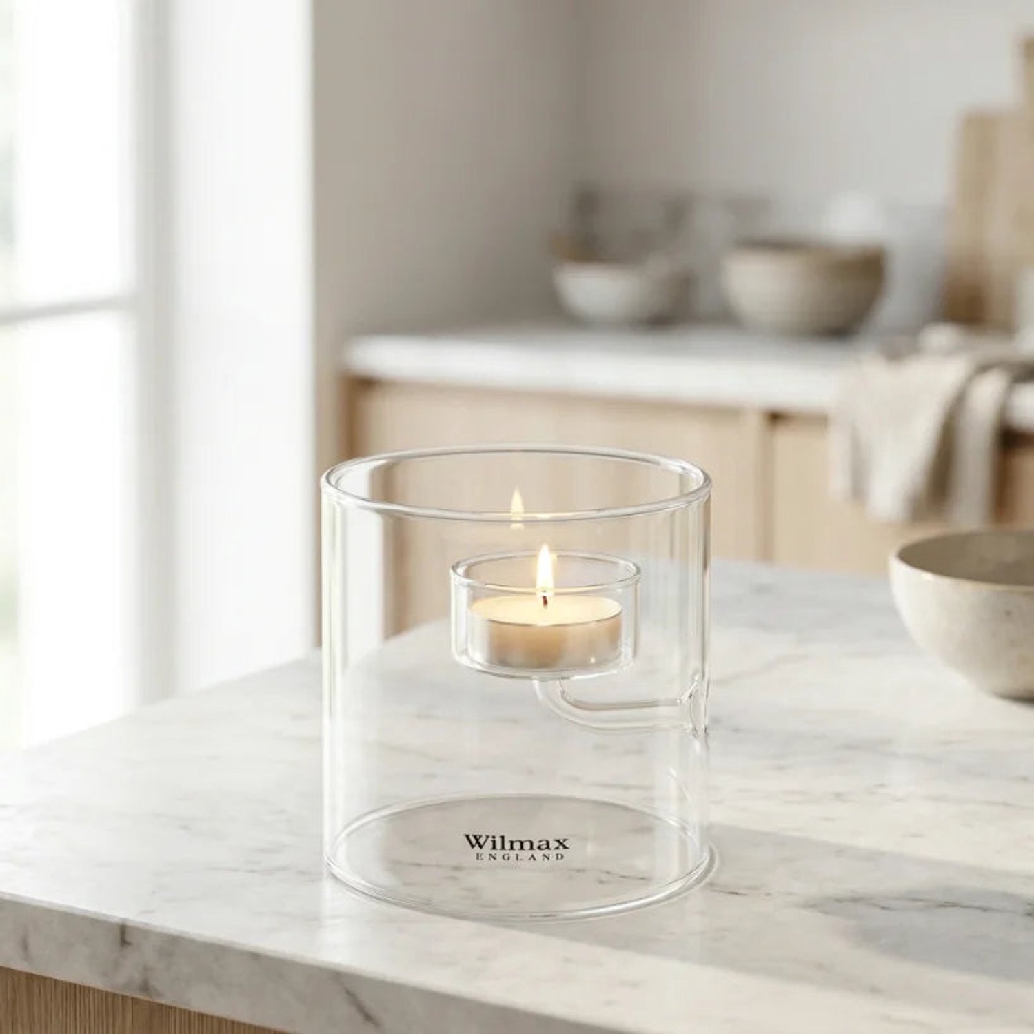 Wilmax Theelichthouder 9 cm Glas Transparant WL-888904/A