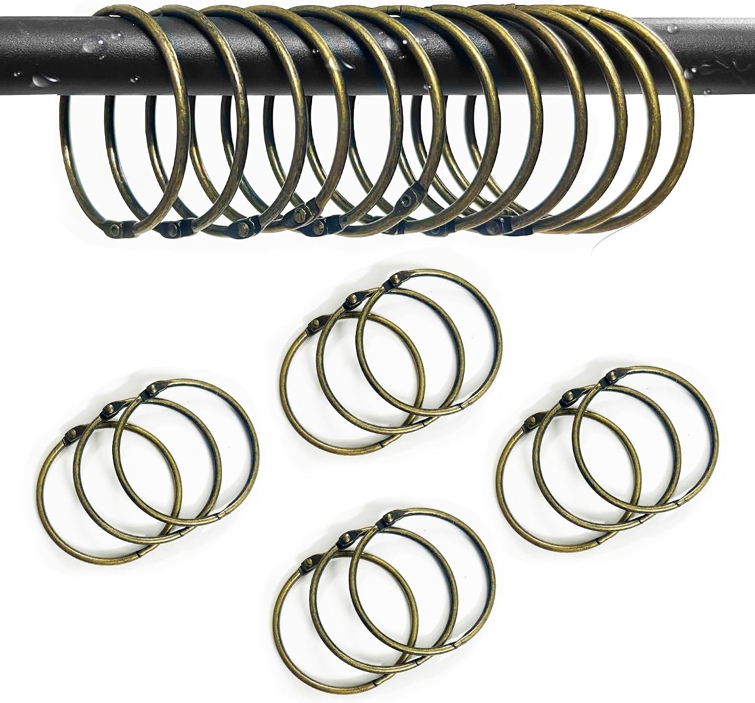 Metalen ronde douchegordijnhaken, koperen O-ringen, roestvrije douchegordijnringen, voor badkamer, kleedkamer, ramen
