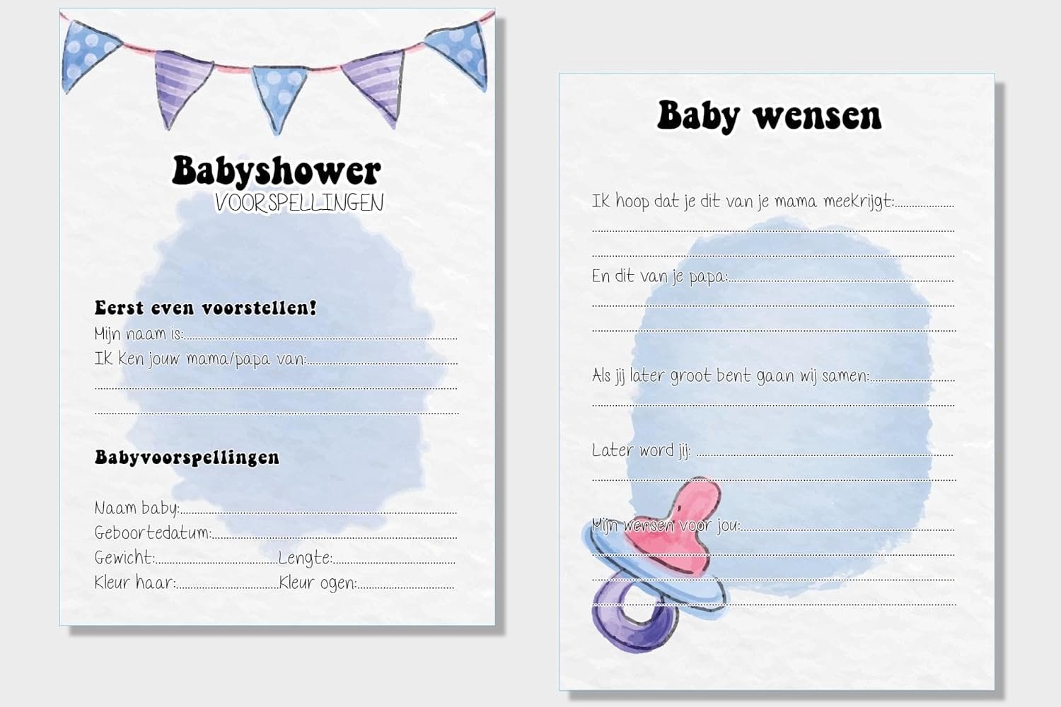 2x20 leuke Babyshowerkaarten | Babyshower | spelletje invulkaarten (A5 formaat) 2x20Babyshower05