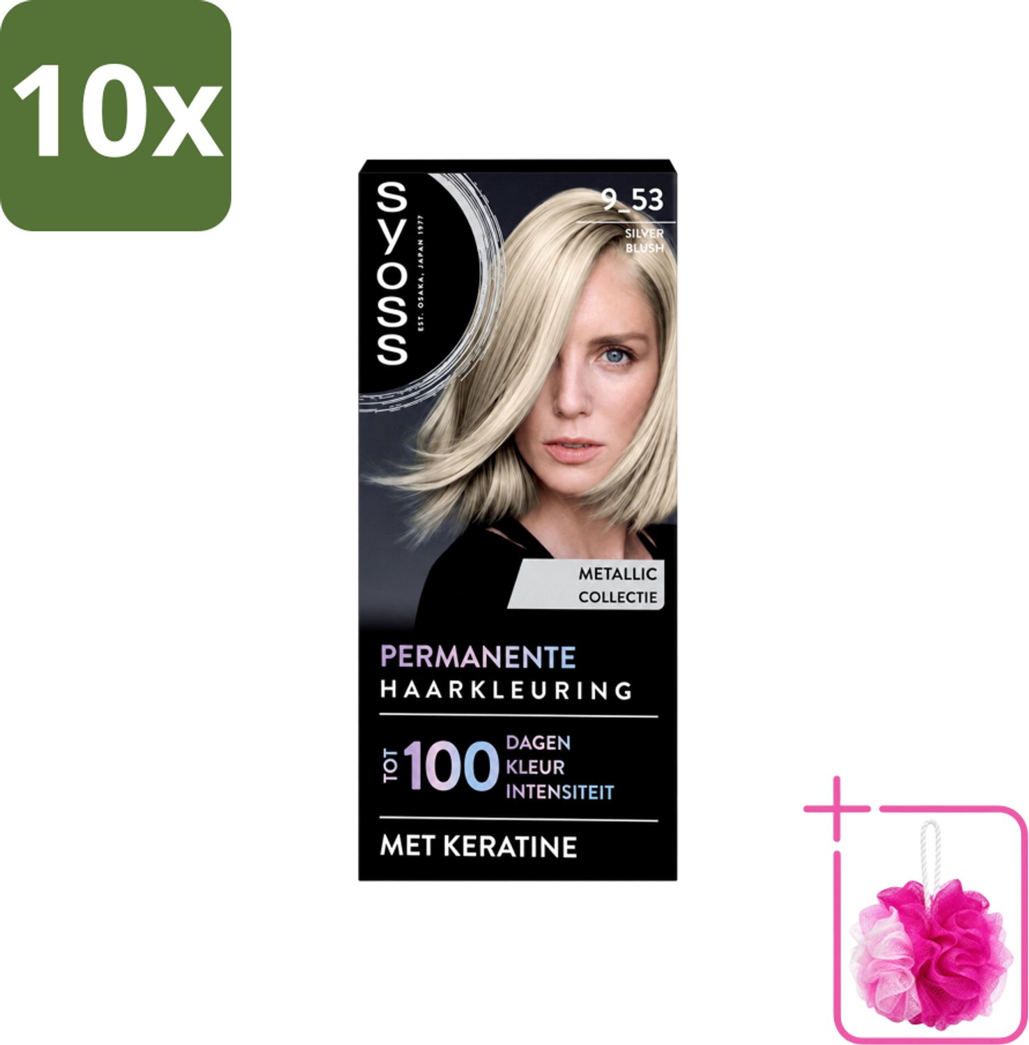 10 x SYOSS - Coloration 9-53 Silver Blush - Haarverf - Grijsdekking - Vermindert Haarbreuk - Bulkverpakking - Haarkleur - Douchemop - Permanente haarkleuring