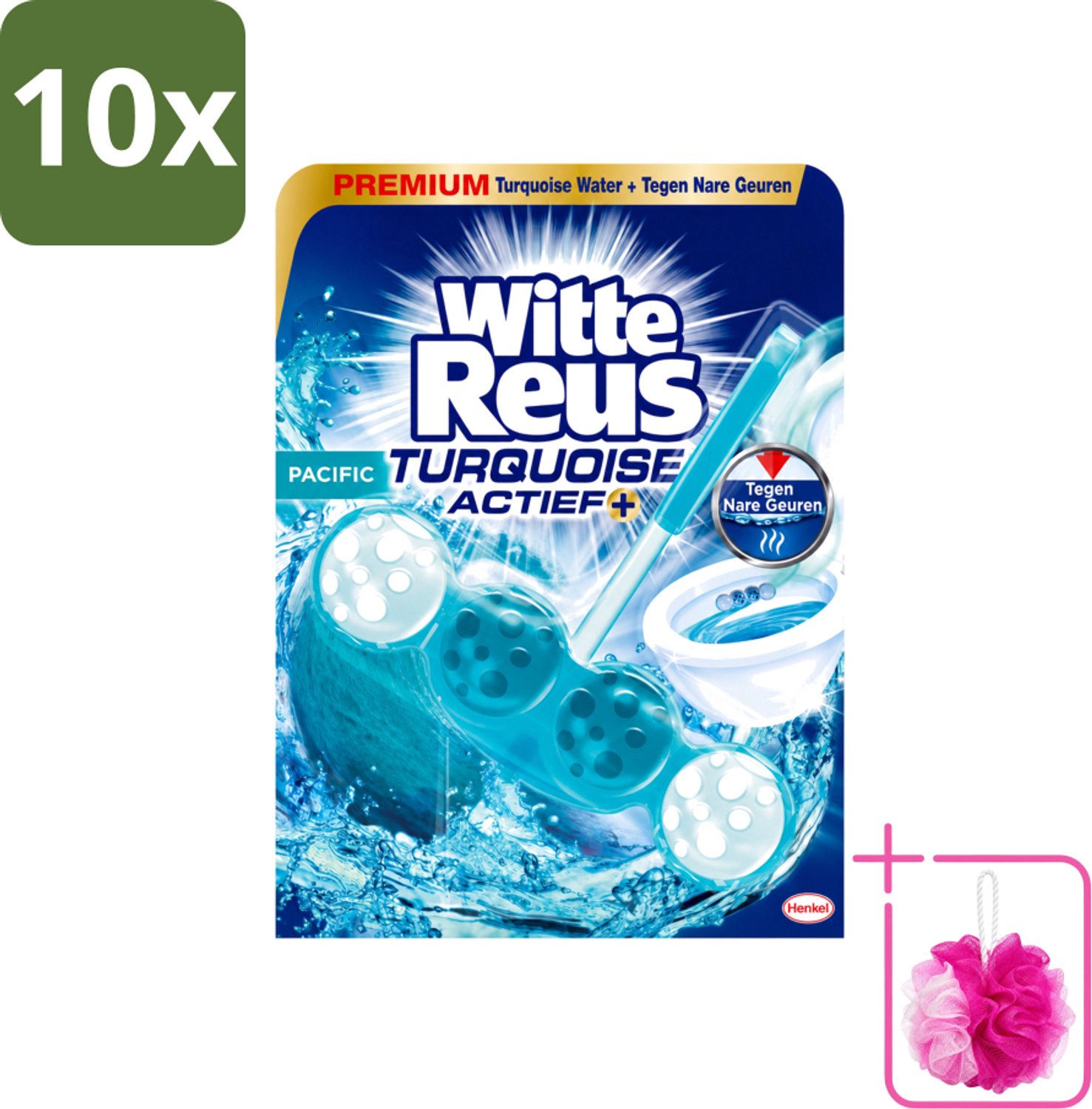 10 x Witte Reus - Turquoise Actief Toiletblok - 1 Toiletblok - Bulkverpakking - Toiletbelevening - Douchemop - Reiniging