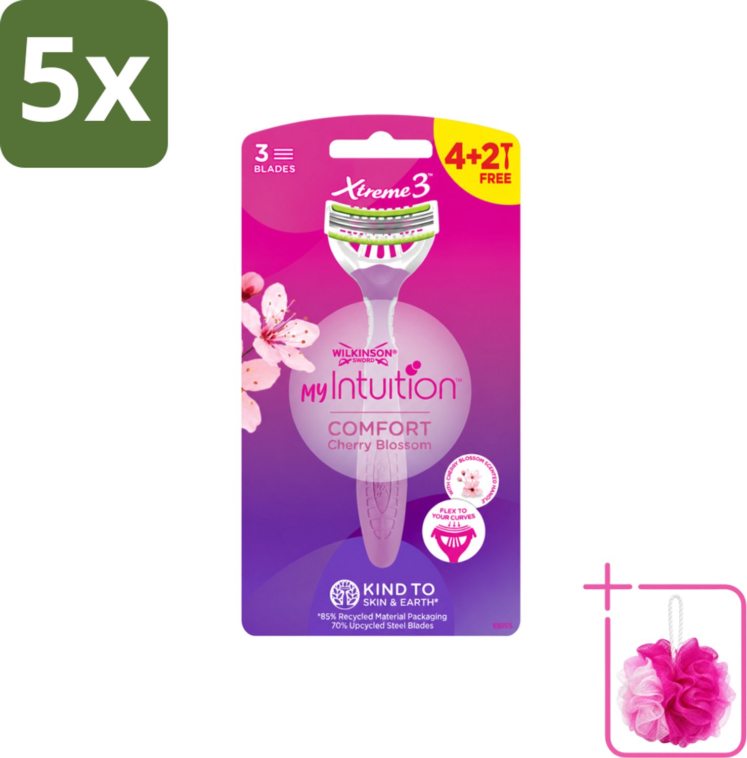 5 x Wilkinson - Wegwerpscheermesjes - Xtreme 3 My Intuition - Comfortabel - 6 mesjes - Bulkverpakking - Wegwerpscheermesjes - Douchemop - Vrouwelijke scheermesjes