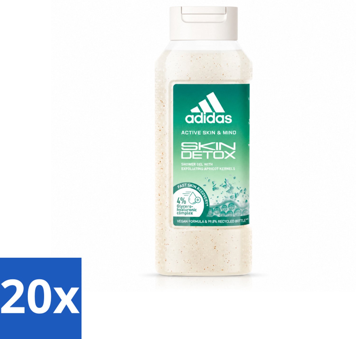 20 x Adidas – Douchegel – Active Skin & Mind Skin Detox – 250 ml - Voordeelverpakking - 20 stuks