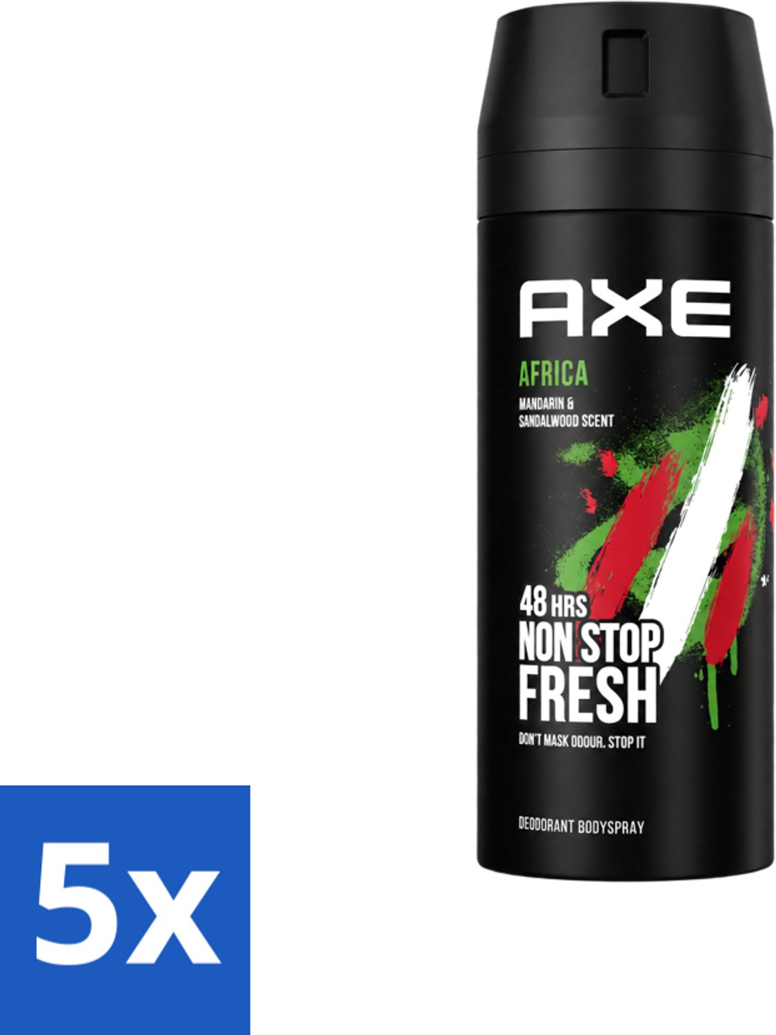 5 x Axe – Deodorant – Africa – 150 ml - Voordeelverpakking - 5 stuks