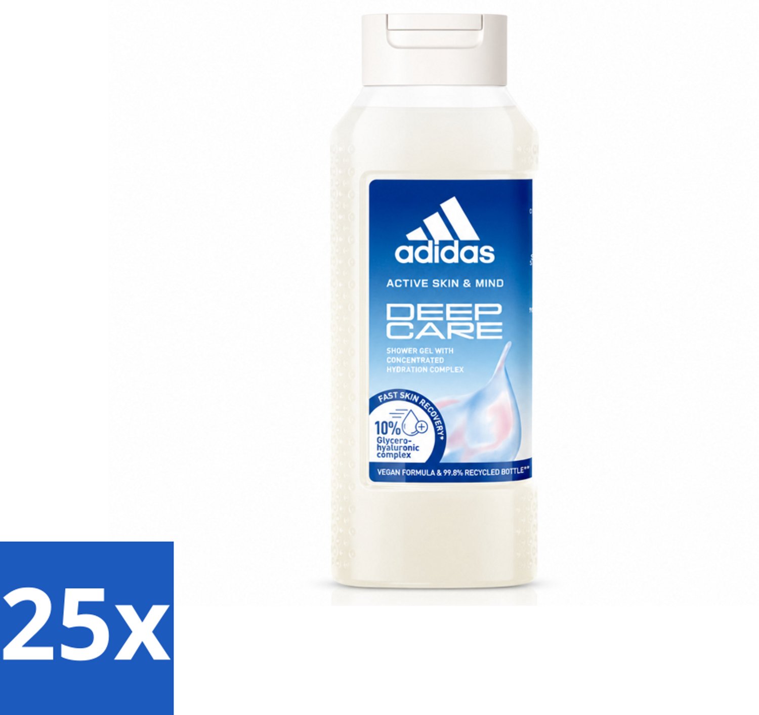 25 x Adidas – Douchegel – Active Skin & Mind Deep Care – 250 ml - Voordeelverpakking - 25 stuks