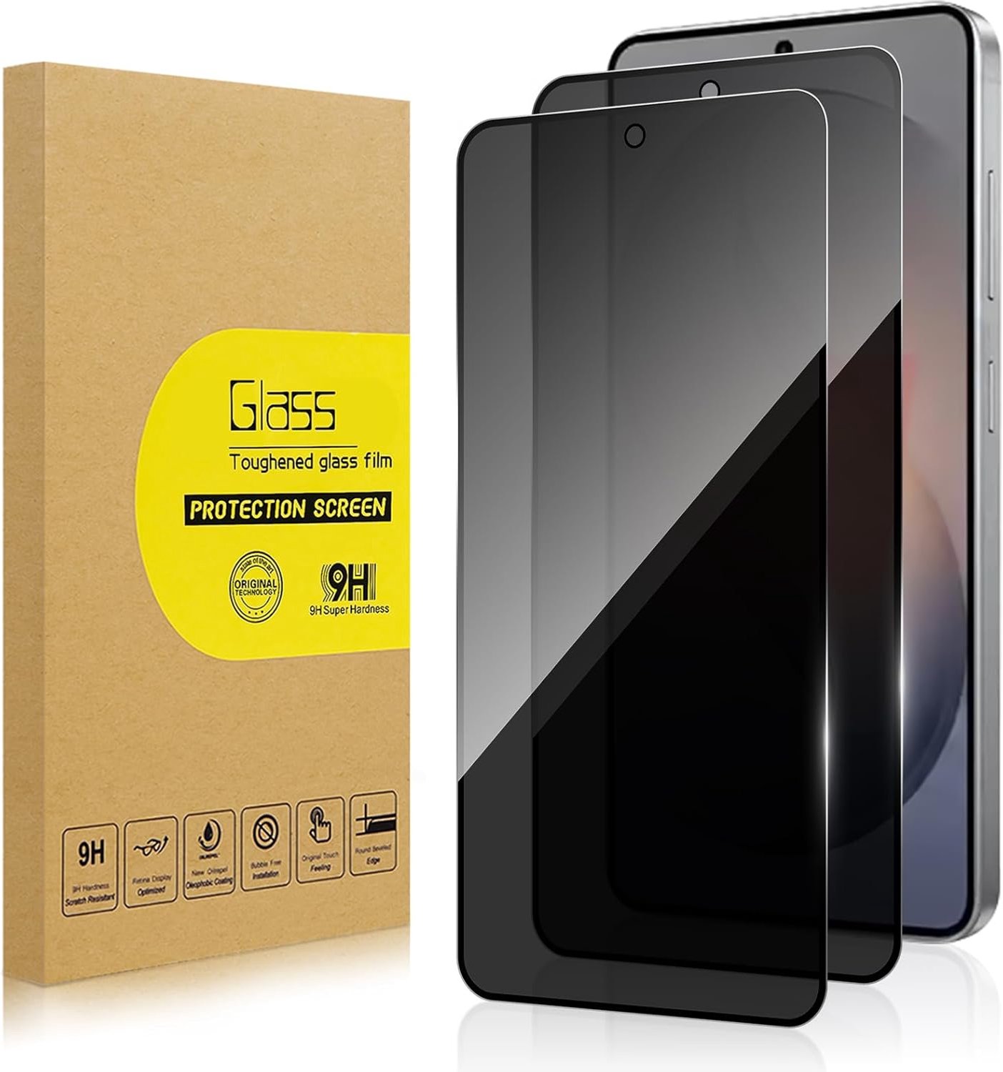 2 Pièces Verre Trempé Anti-Espion pour Samsung Galaxy S26 Ecran Anti Espion Film en Verre Trempé, Dureté Ultra-Résistante 9H, Sans Bulles
