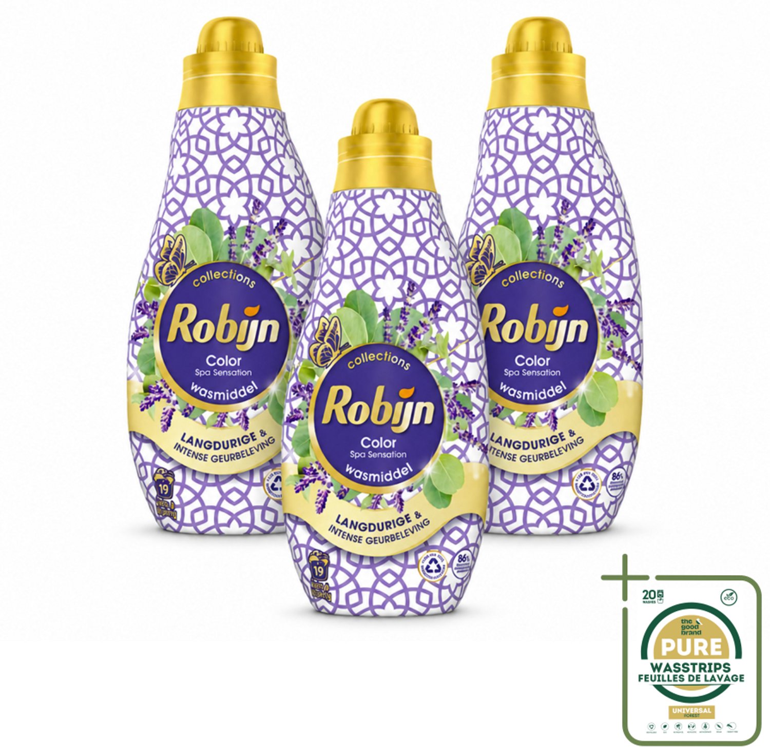 3 x Robijn - Klein & Krachtig Spa Sensation - Vloeibaar Wasmiddel - 19 Wasbeurten - 665 ml - Wasstrips - Vloeibaar Wasmiddel - Spa Geur - Geur Voor Gekleurde Was - Biologisch Afbreekbaar Wasmiddel - Kleurbehoud