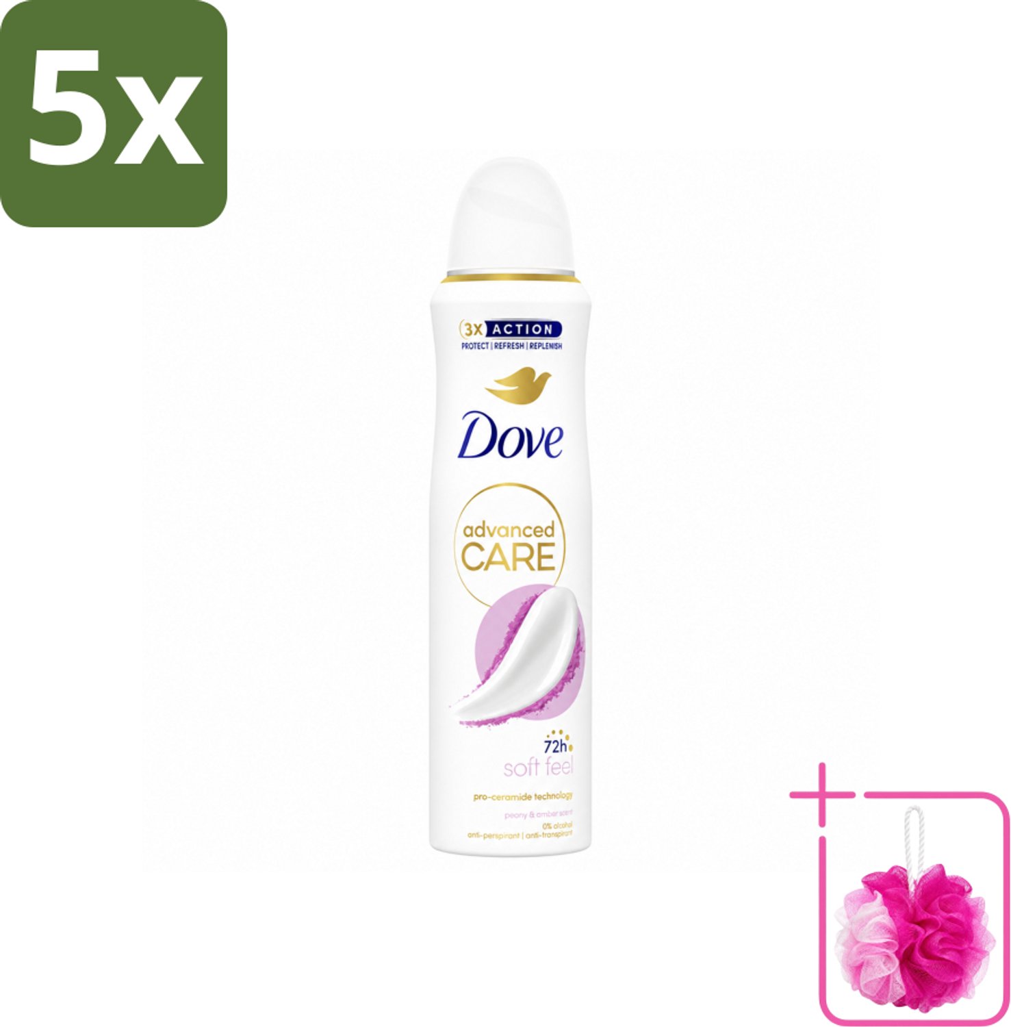 5 x Dove Deodorant Spray - Soft Feel - 150 ml - Bulkverpakking - Dove Deodorant Spray Soft Feel - Douchemop - Zachte oksels