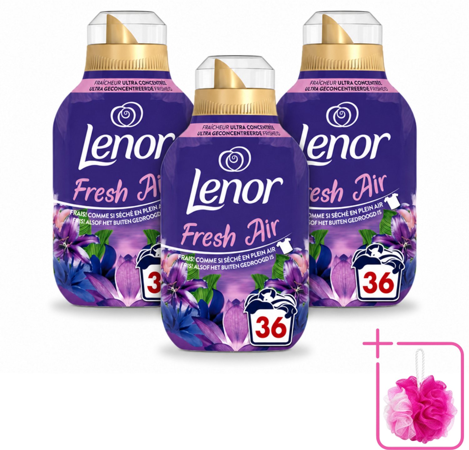 3 x Lenor - Wasverzachter - Fresh Air Maneschijn - Ultra Geconcentreerd - 36 Wasbeurten - Bulkverpakking - Wasverzachter - Douchemop - Frisheid