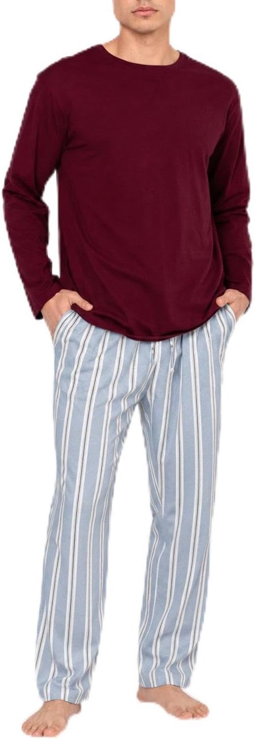 Pyjama voor heren met lange mouwen en lange broek, lente en herfst, pyjamaset, elastische taille, cadeau voor heren