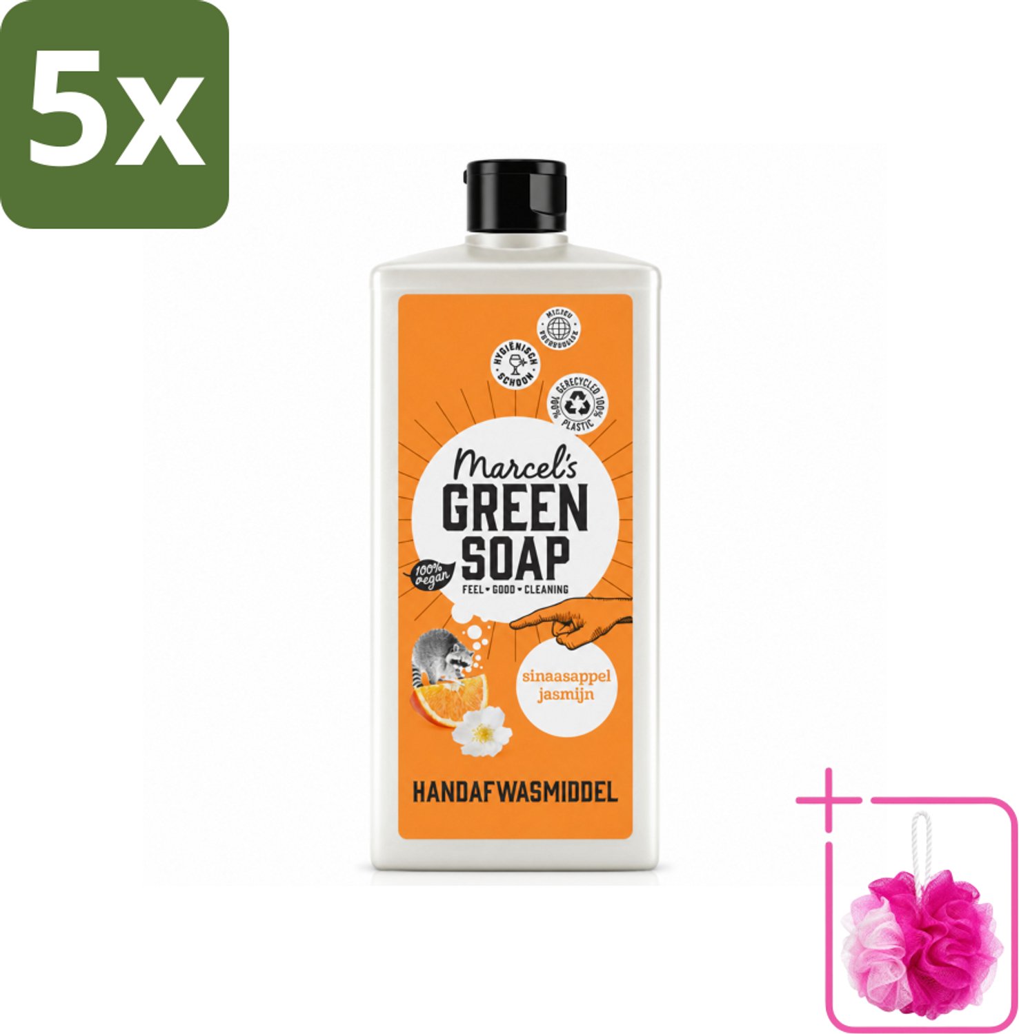 5 x Marcel's Green Soap - Afwasmiddel - Sinaasappel & Jasmijn - Voor dagelijks gebruik - 500 ml - Bulkverpakking - Afwasmiddel sinaasappel jasmijn - Douchemop - Natuurlijke afwas