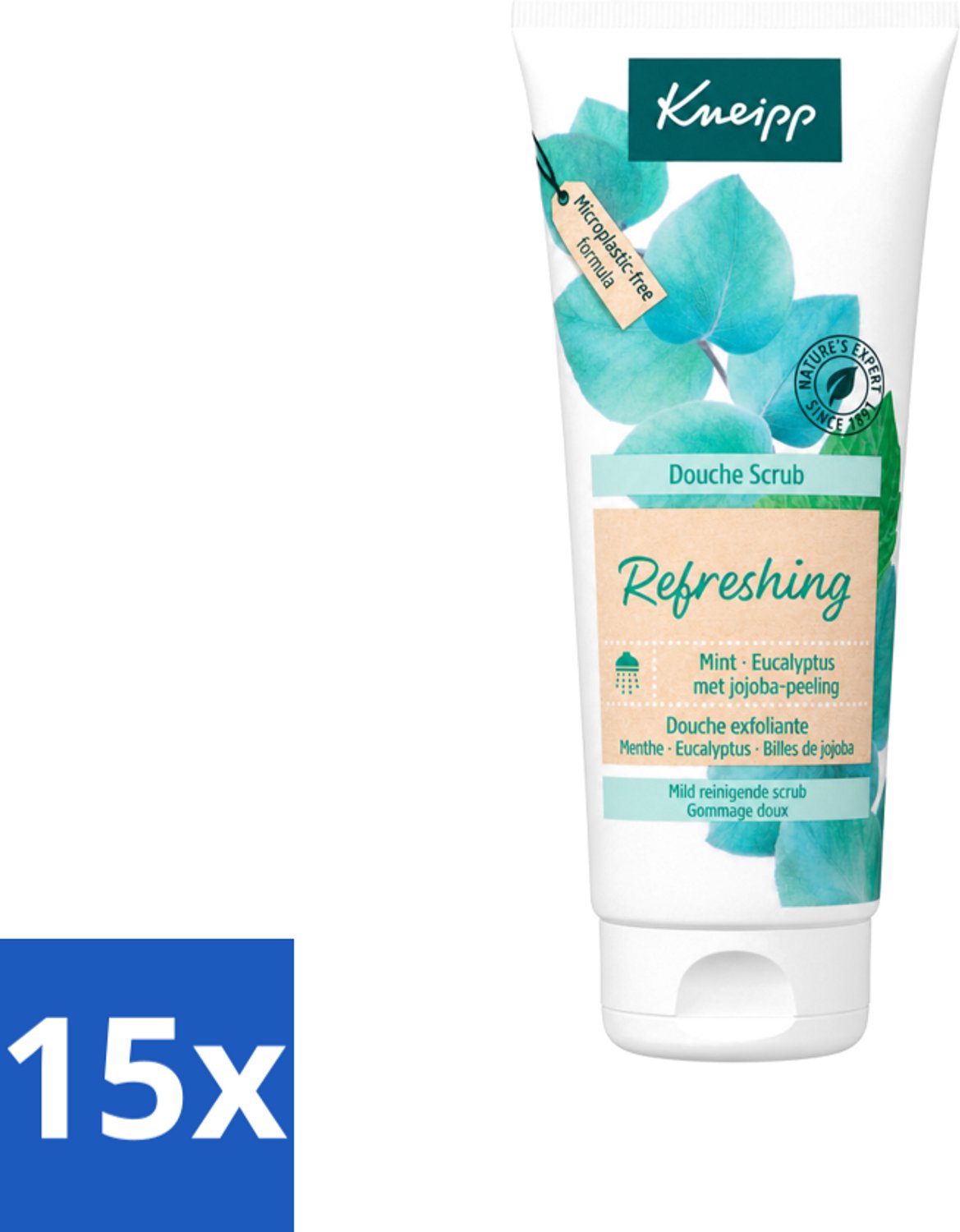 15 x Kneipp - Douche scrub - Refreshing - Mint & Eucalyptus - 200 ml - Voordeelverpakking - 15 stuks