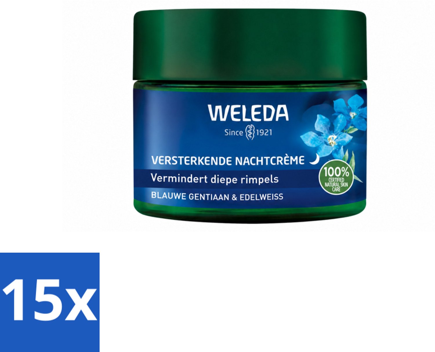 15 x WELEDA - Nachtcrème Versterkend - Blauwe Gentiaan & Edelweiss - 40 ml - Voordeelverpakking - 15 stuks