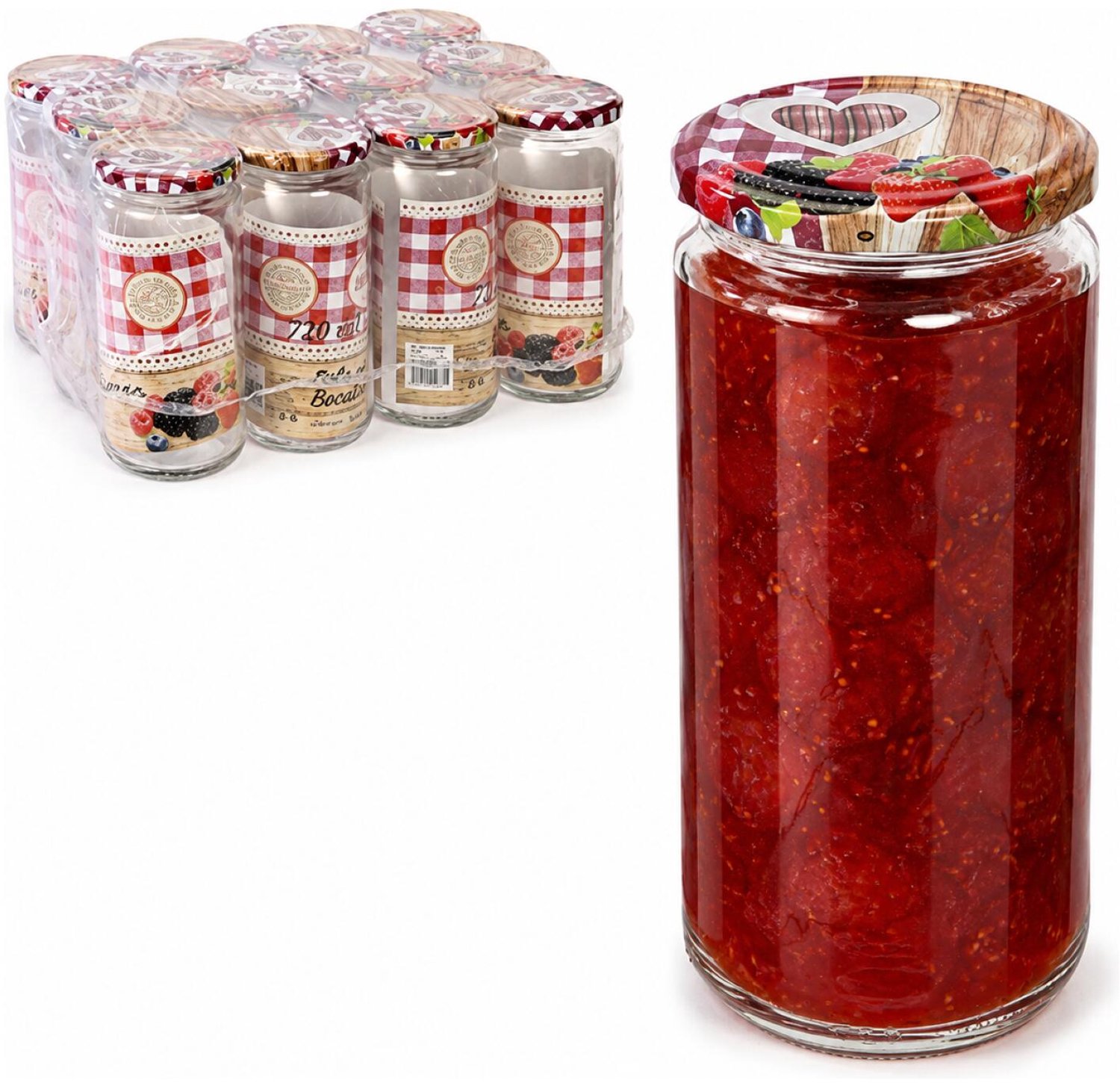 Alessandro Weckpotten / inmaakpotten Grandmas - 12x stuks - transparant - 720 ml - met draaideksel - glas - lege potjes - voedsel bewaren