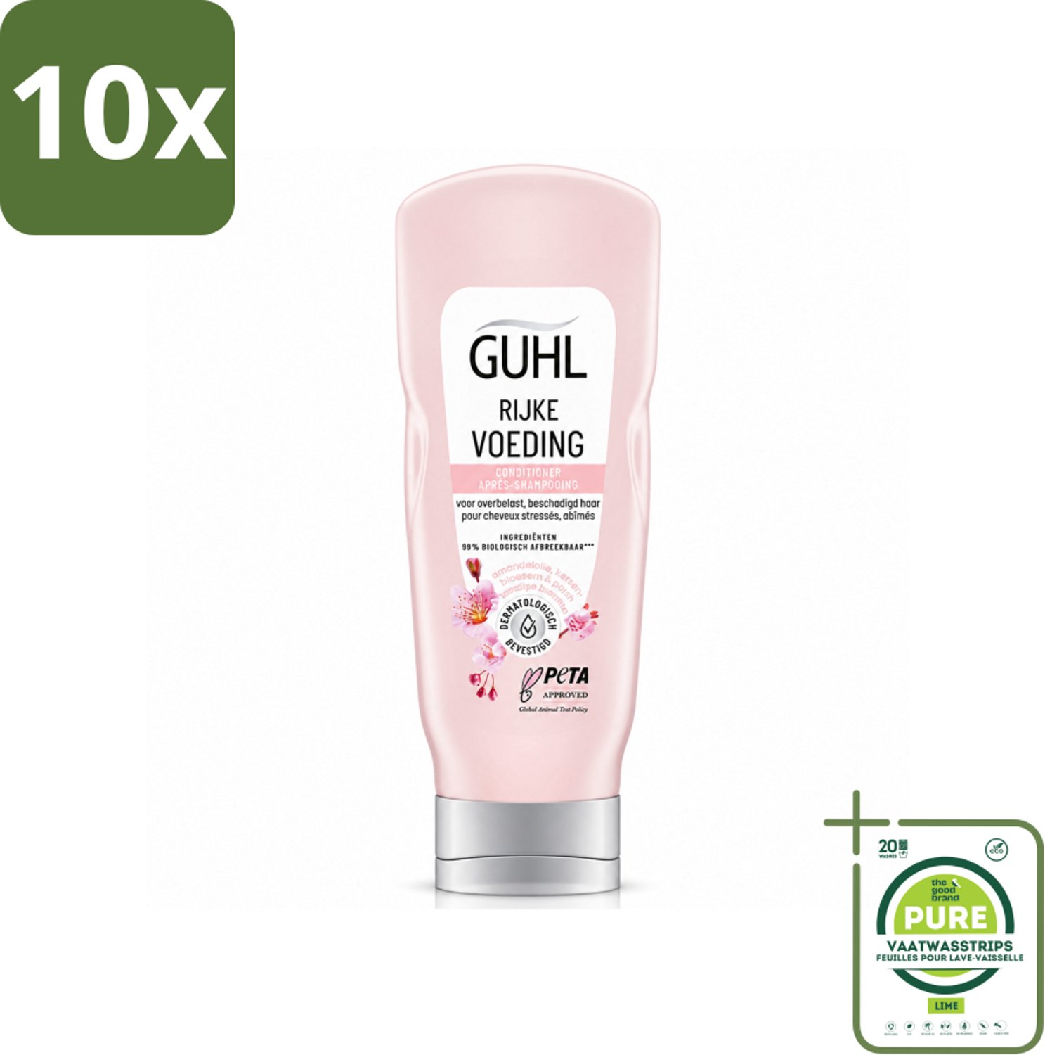 10 x Guhl - Conditioner - Rijke Voeding - 200 ml - Grootverpakking - Vaatwasstrips - Voeding Haar - Herstel Haar - Monoi-olie - Droog Haar - Haarbreuk