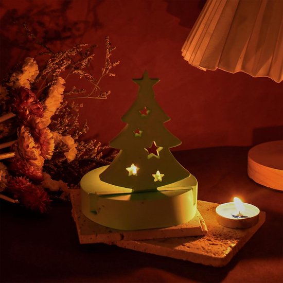 Gietvormen voor Kerstmis, 4 stuks gietvormen, siliconen kerstboom, kaboutervormen met sokkel, doe-het-zelf handgemaakte kerstkaarsen, gietbaar in gips en epoxyhars, voor thuistafeldecoratie — afbeelding 4