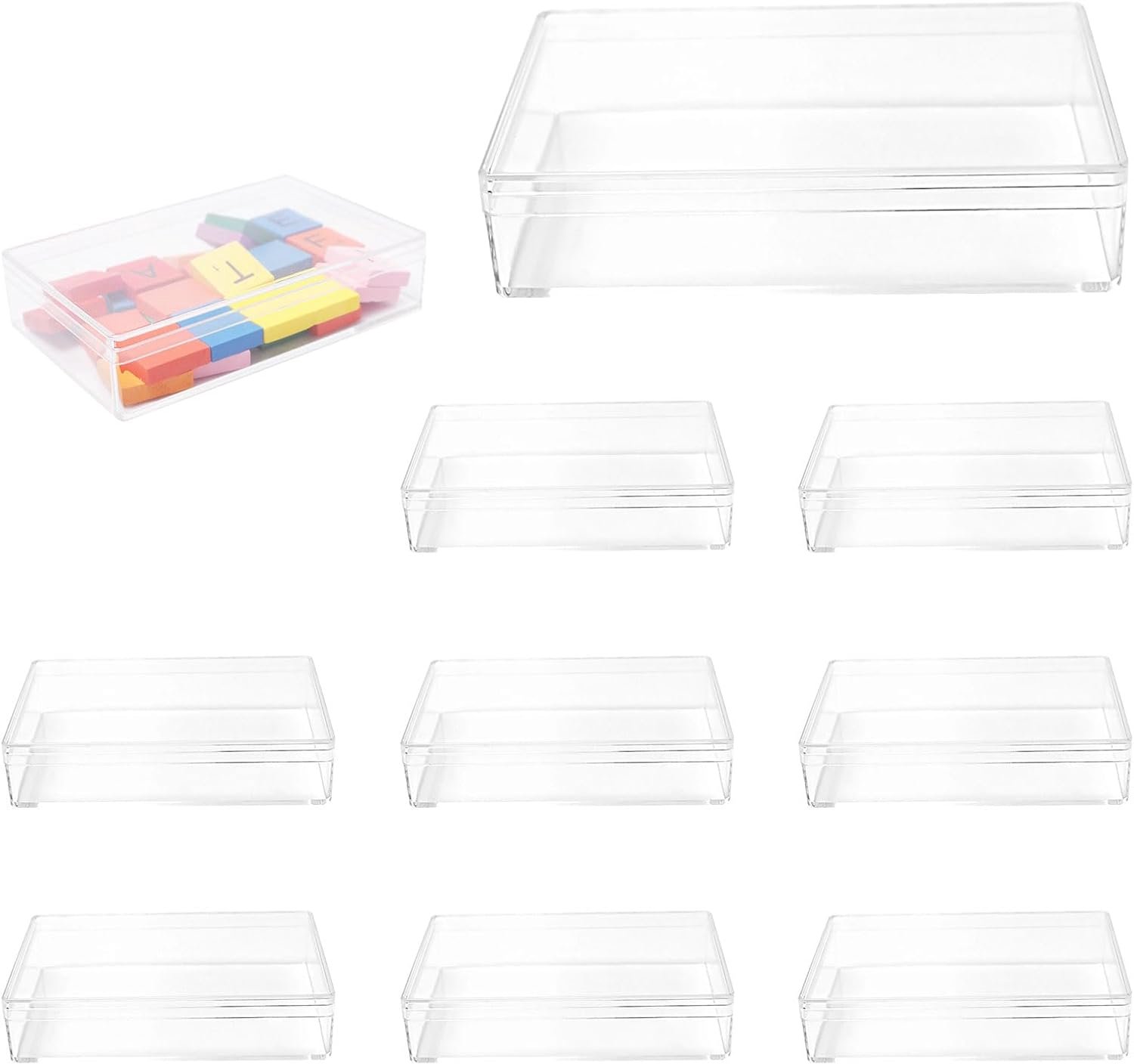 8 stuks transparante acryl opbergdozen met deksel, transparante acryldoos, vierkant, voor het opbergen van sieraden, snoep, gastgeschenken (1 x 7 x 2,5 cm)