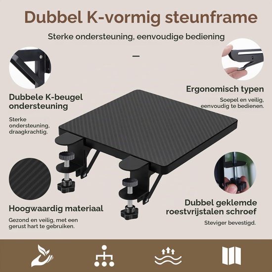 Ergonomische Desk Armsteun met 90° Vouwbare Polssteun en Elbow Rest voor Thuis en Kantoor (20x24cm) — afbeelding 4