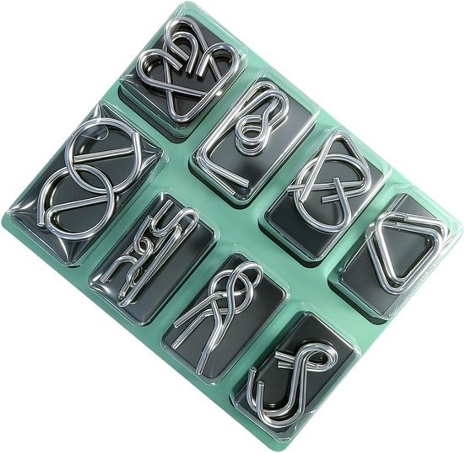 Metalen puzzels - Hersenkrakers - Mentale uitdaging - Stevig ontwerp - 14 x 18 cm - Metaal